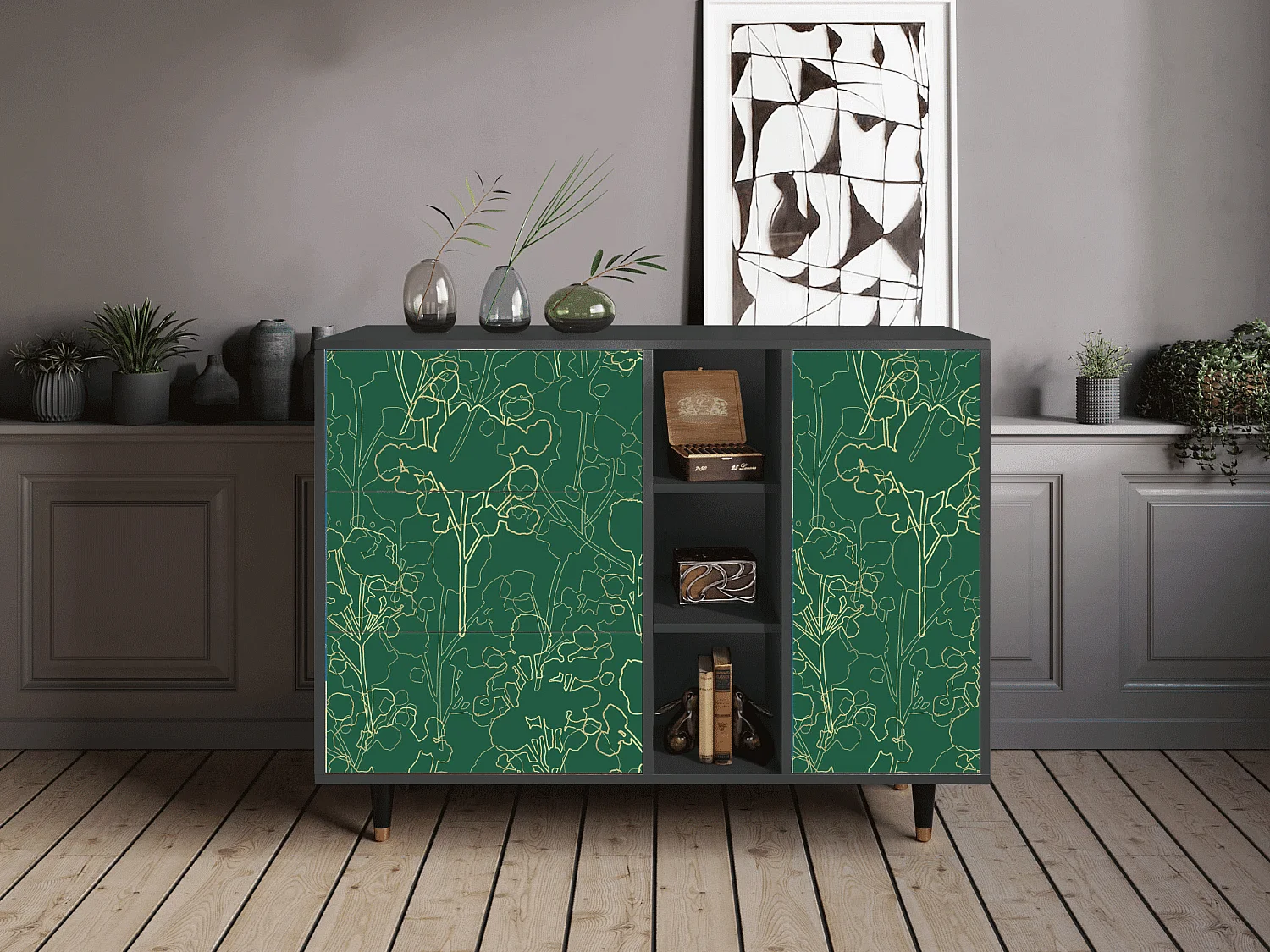 Dressoir - 125x98x48 cm - BS2 - Emerald Forest, Antraciet