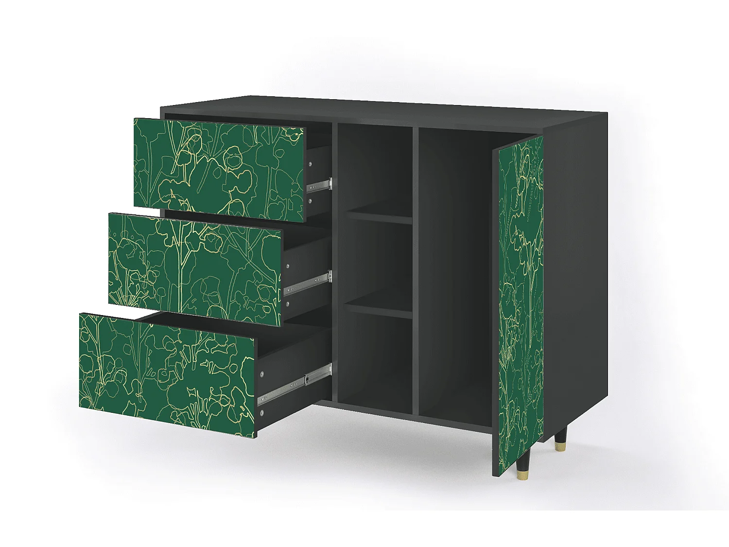 Dressoir - 125x98x48 cm - BS2 - Emerald Forest, Antraciet