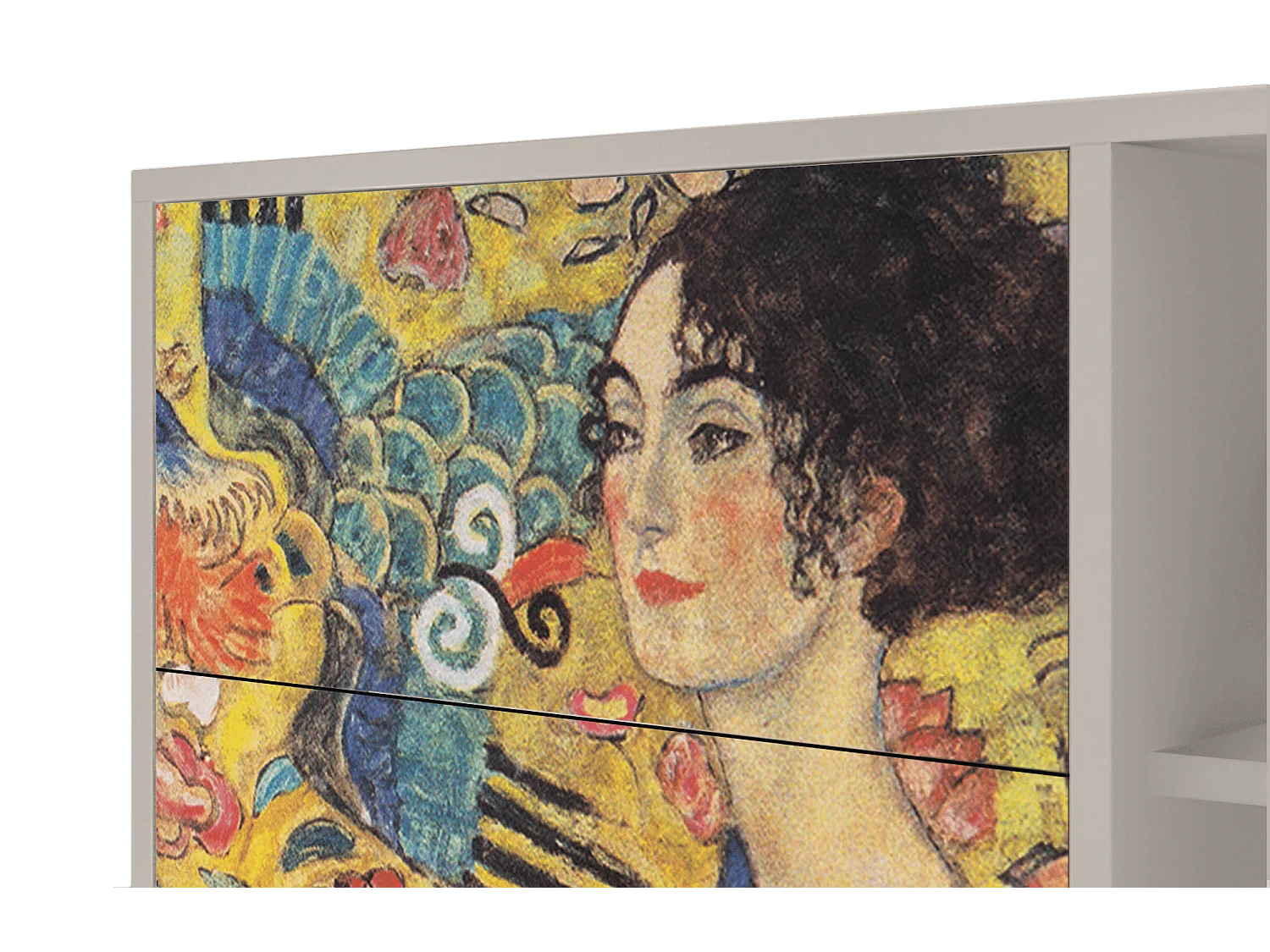 Kredens - 125x98x48 cm - BS2 - Lady with Fan by Klimt, Piaskowy