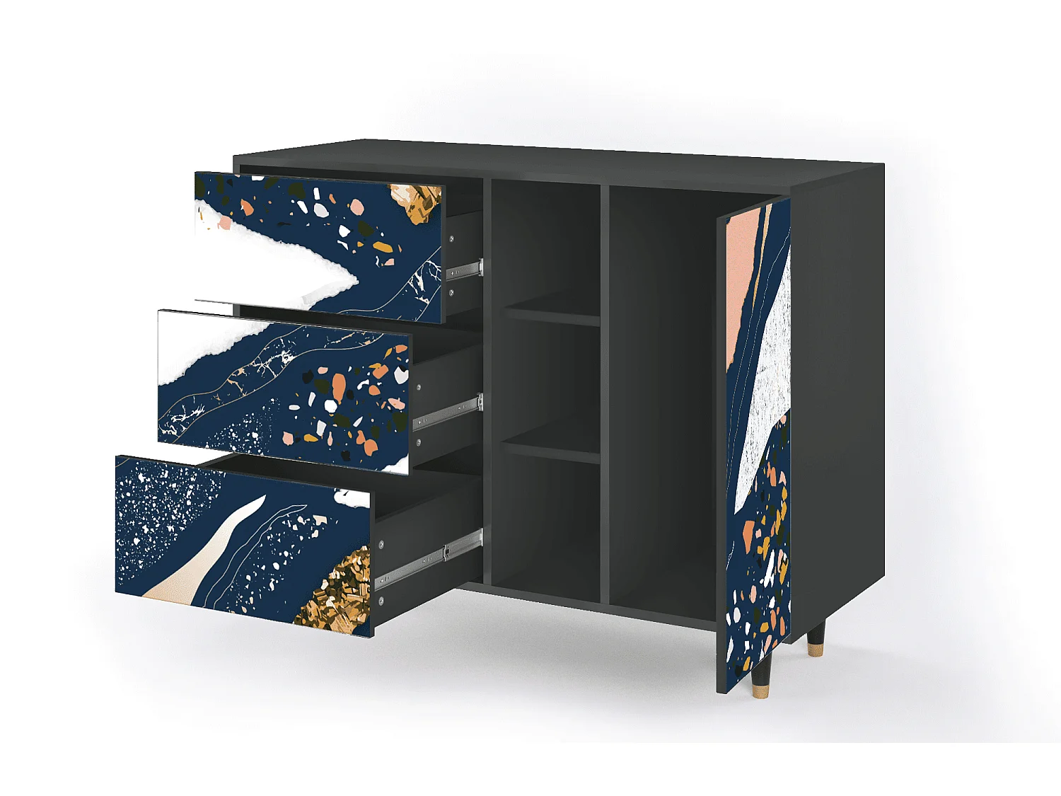 Aparador - 125x98x48 cm - BS2 - Nude Iceberg, Antracita