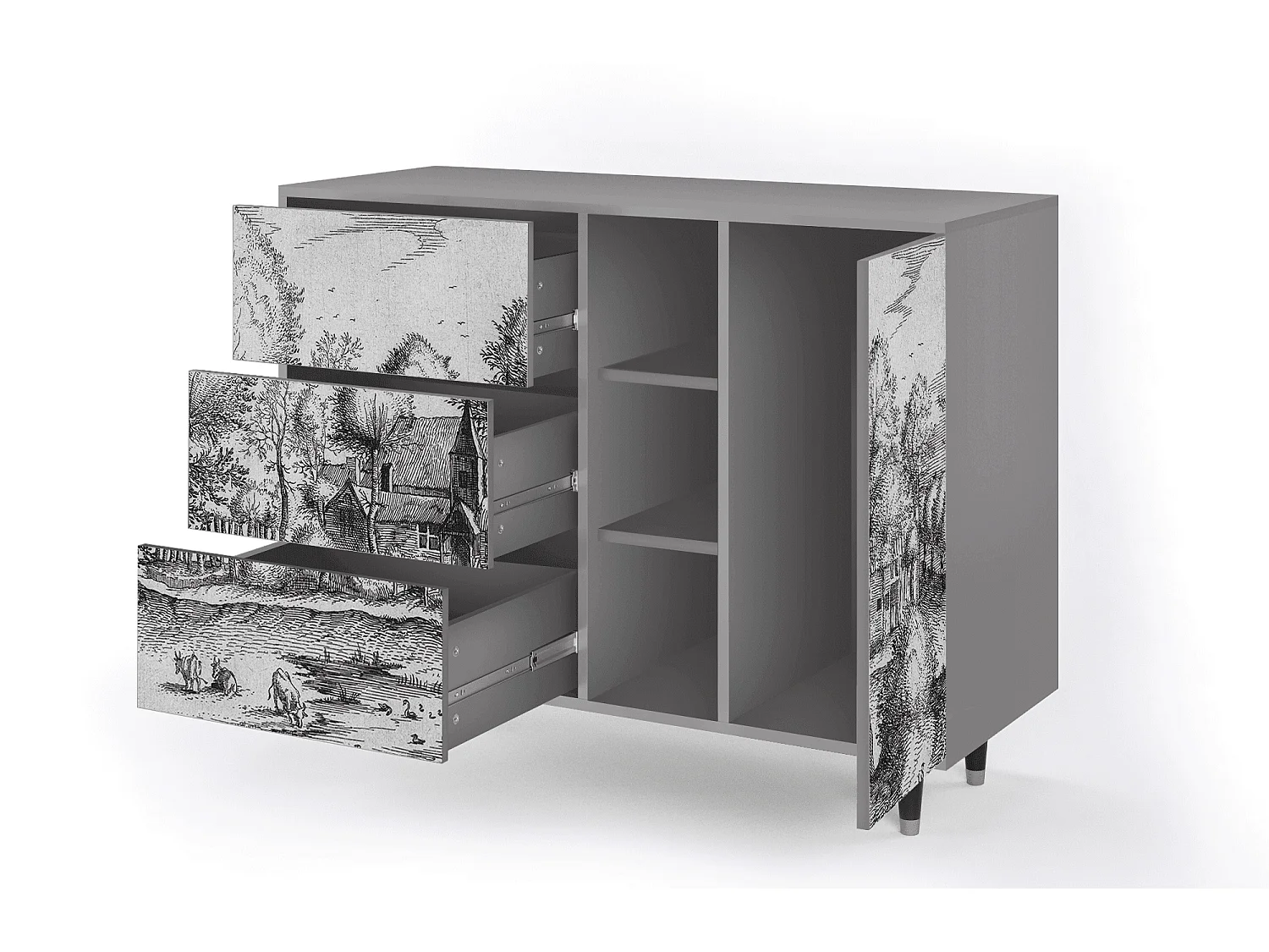 Buffet - 125x98x48 cm - BS2 - A Pond, Gris