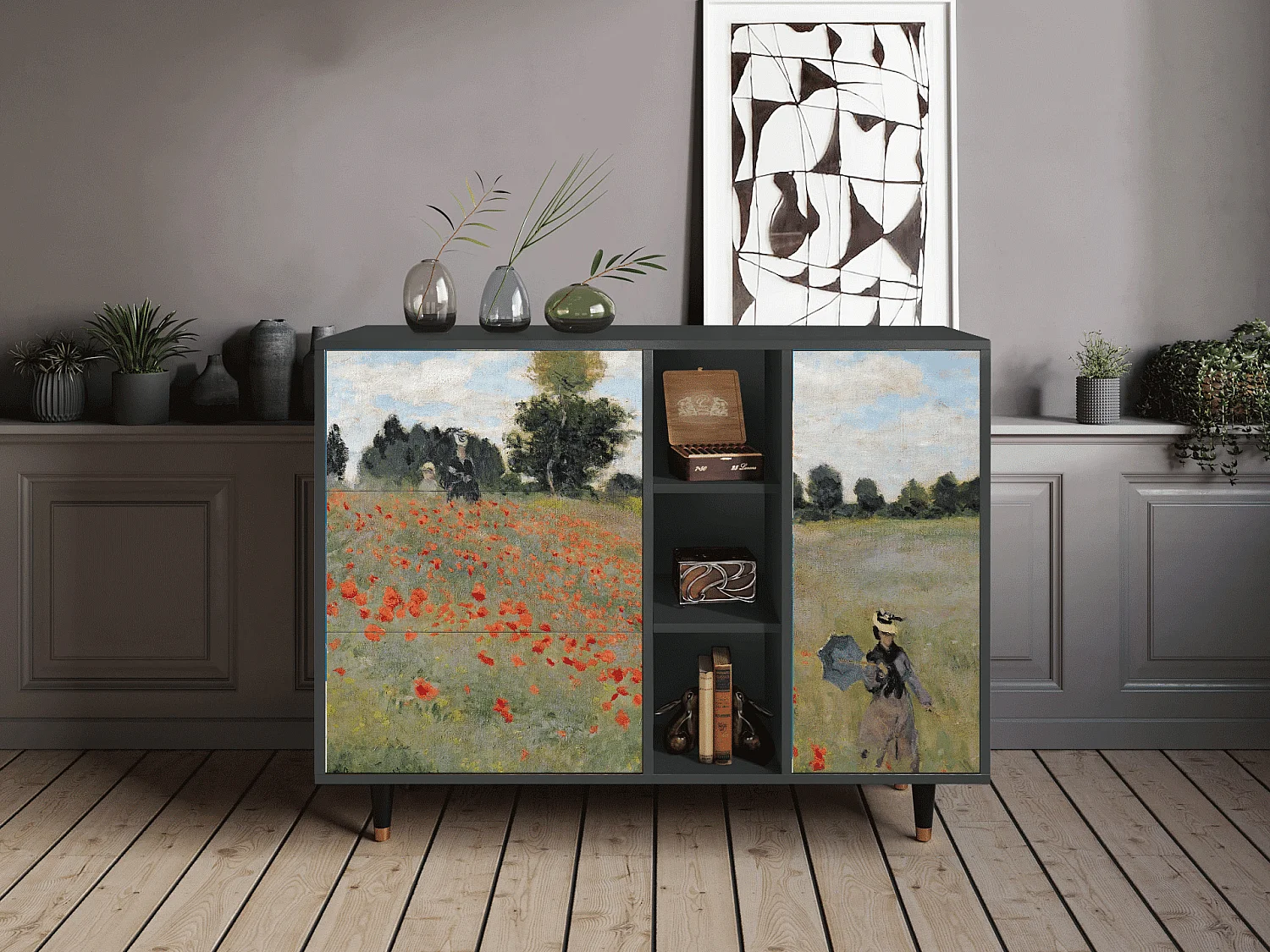 Buffet - 125x98x48 cm - BS2 - The Poppy Field   , Anthracite