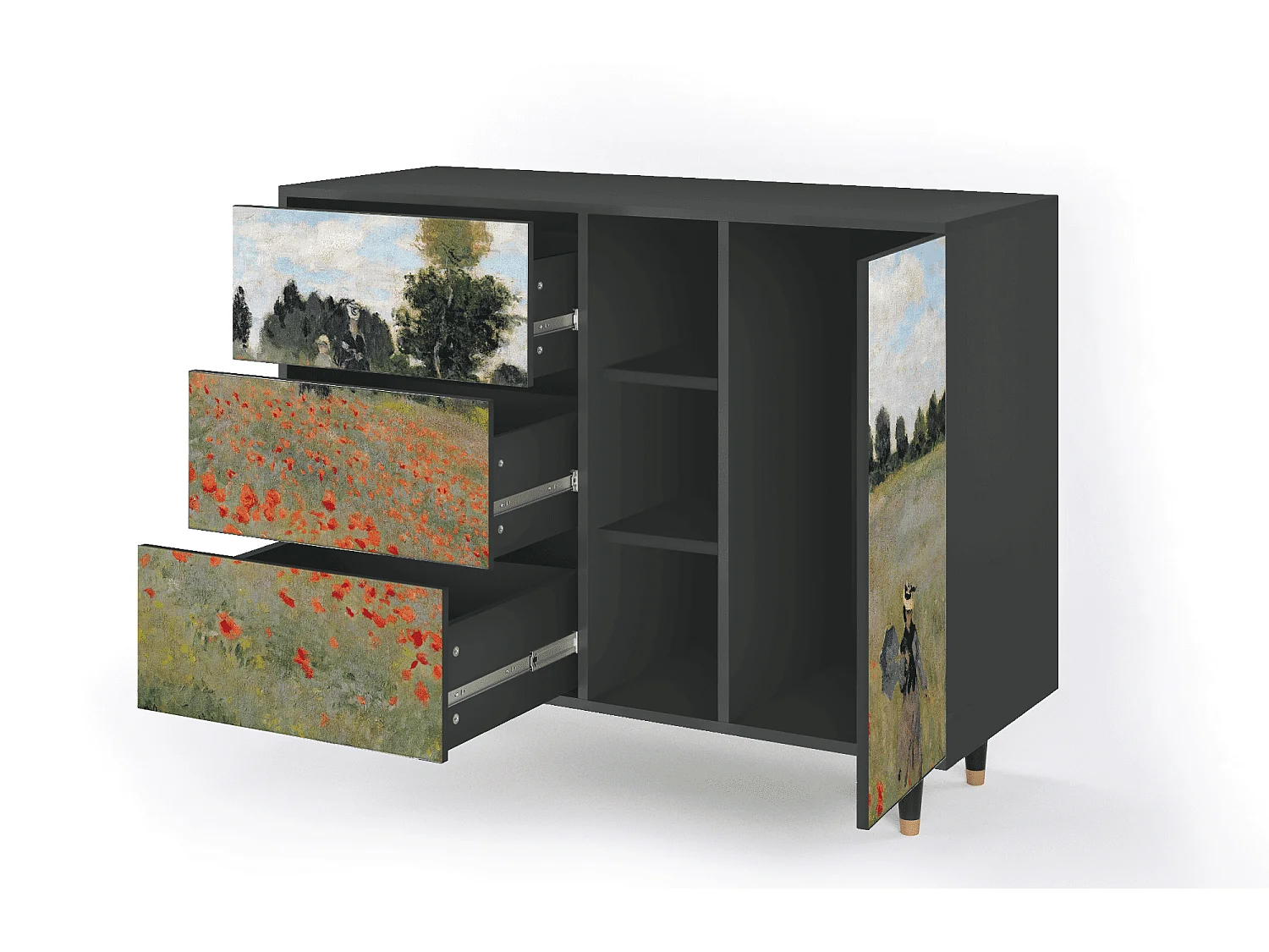 Buffet - 125x98x48 cm - BS2 - The Poppy Field   , Anthracite