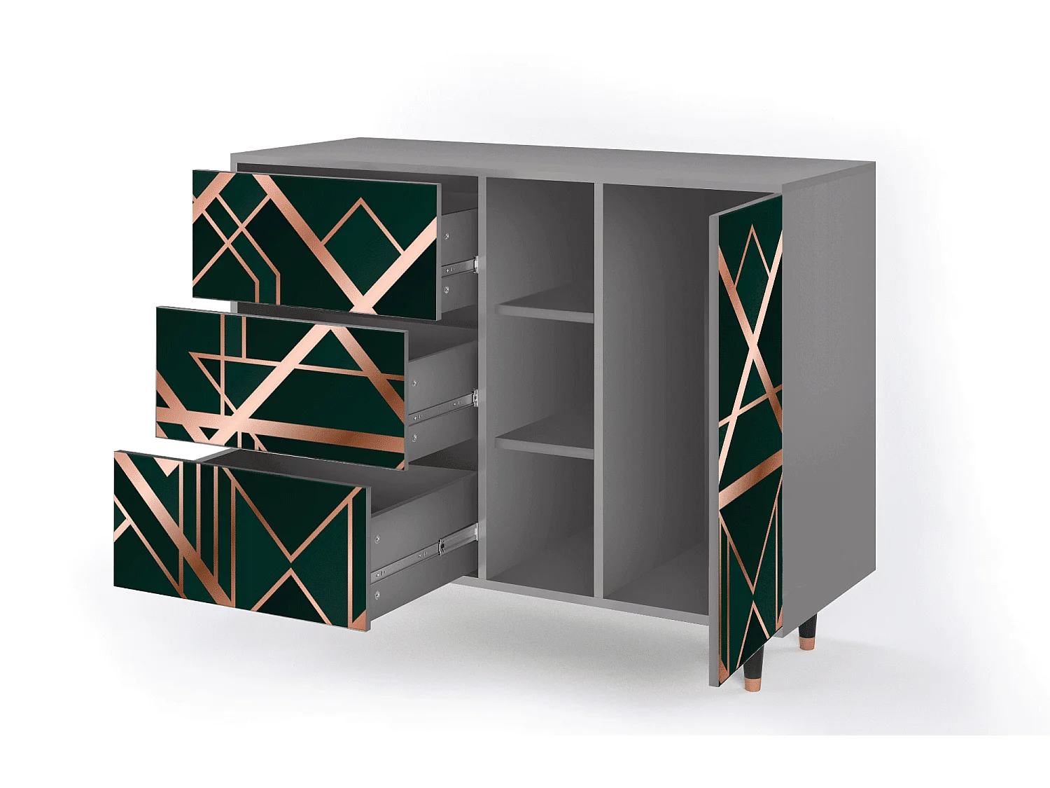 Aparador - 125x98x48 cm - BS2 - Emerald Gatsby, Gris