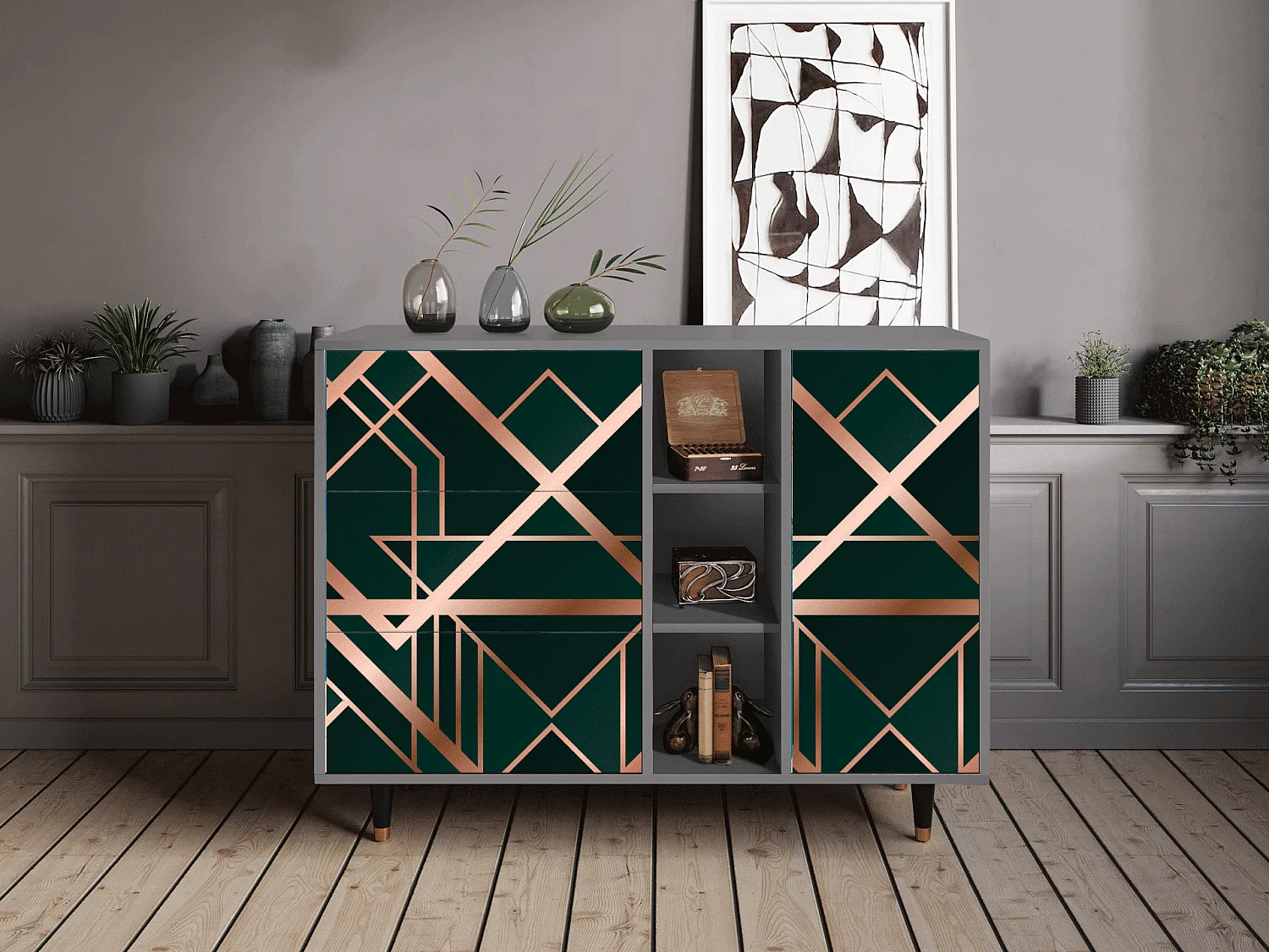 Sideboard - 125x98x48 cm - BS2 - Emerald Gatsby, Grau