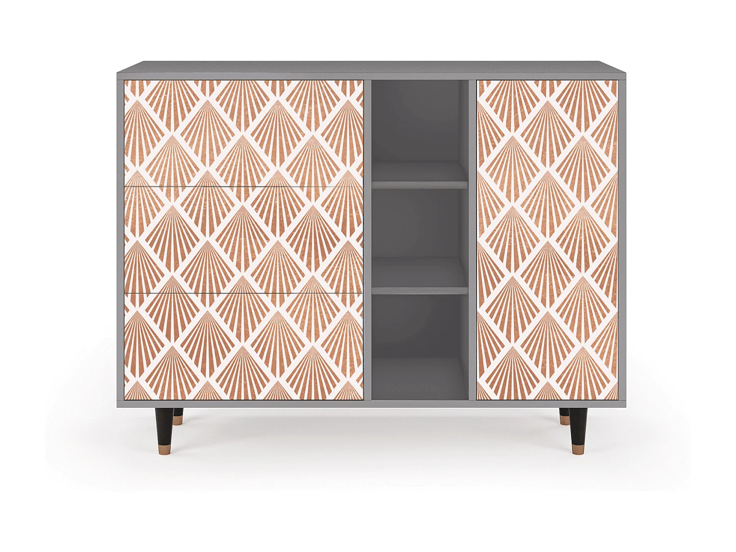 Dressoir - 125x98x48 cm - BS2 - Pastel Sunrise, Grijs