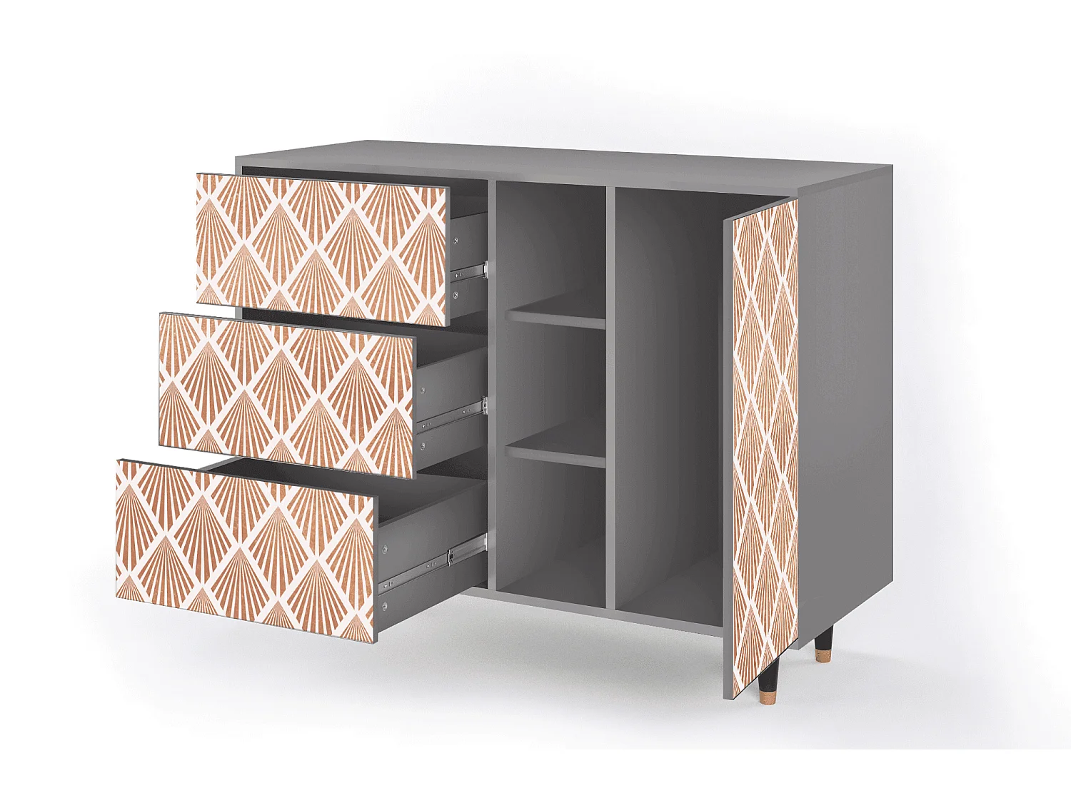 Dressoir - 125x98x48 cm - BS2 - Pastel Sunrise, Grijs