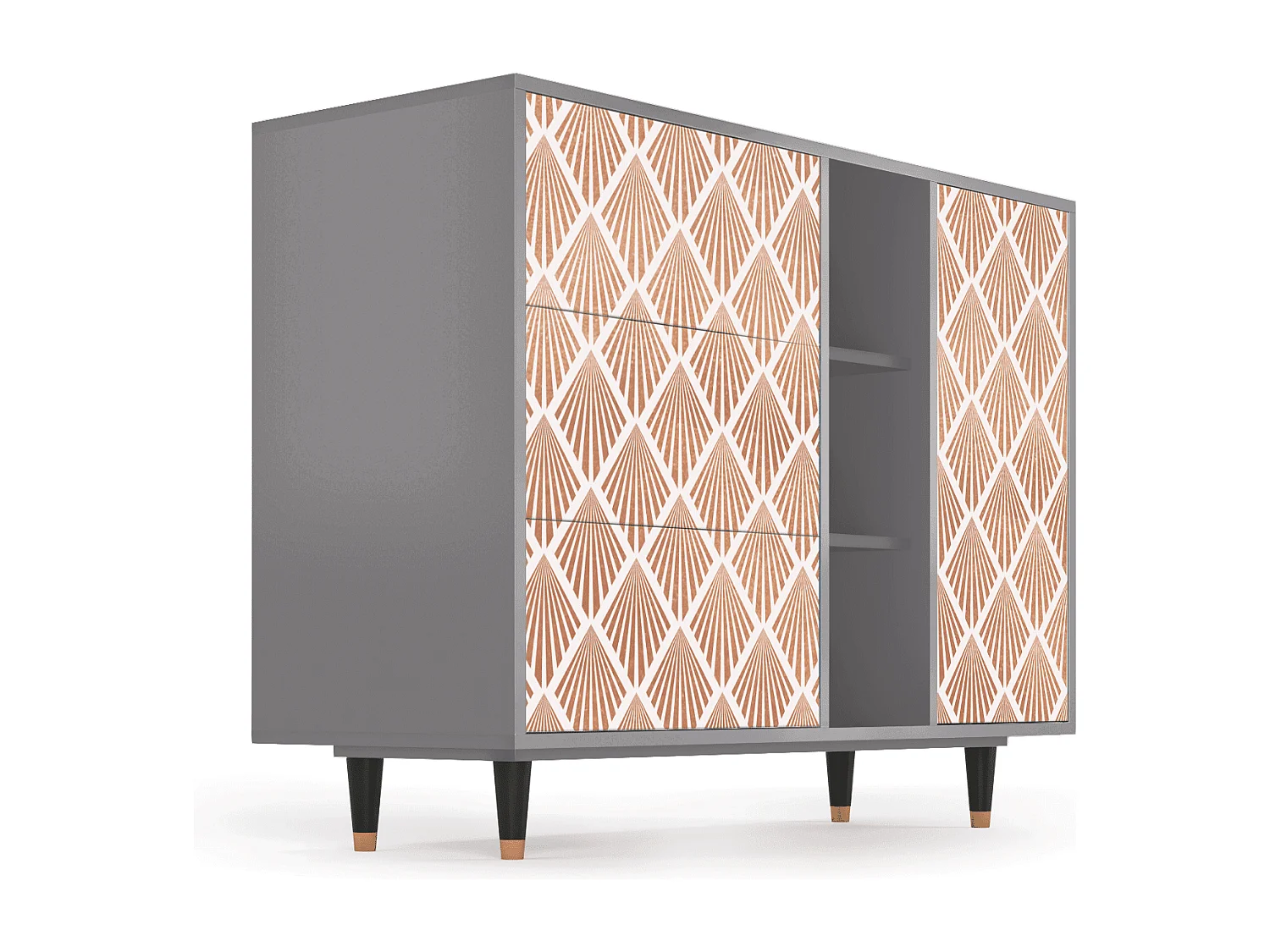 Kredens - 125x98x48 cm - BS2 - Pastel Sunrise, Szary