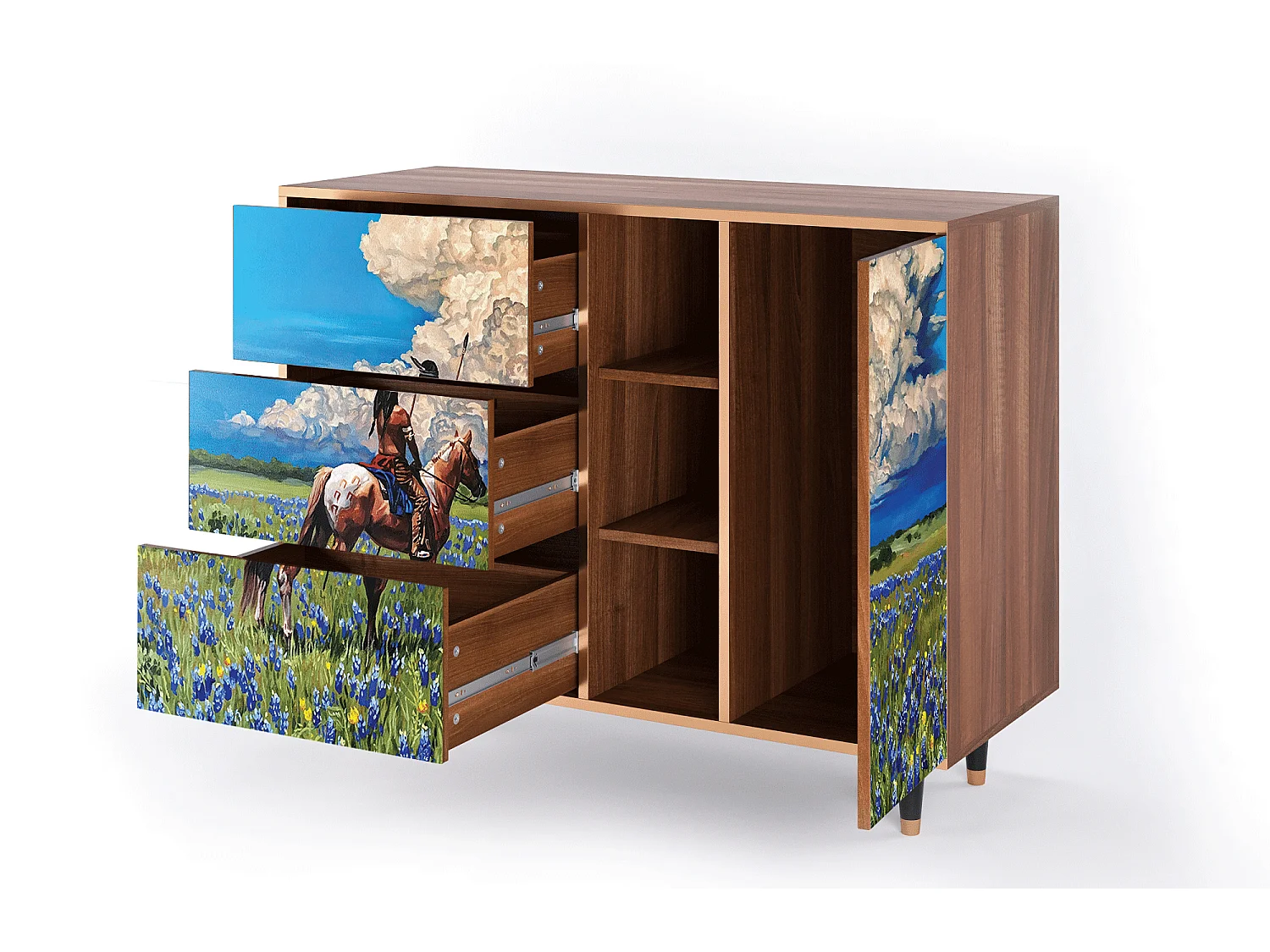 Dressoir - 125x98x48 cm - BS2 - Thunderheads by Dean, Walnoot