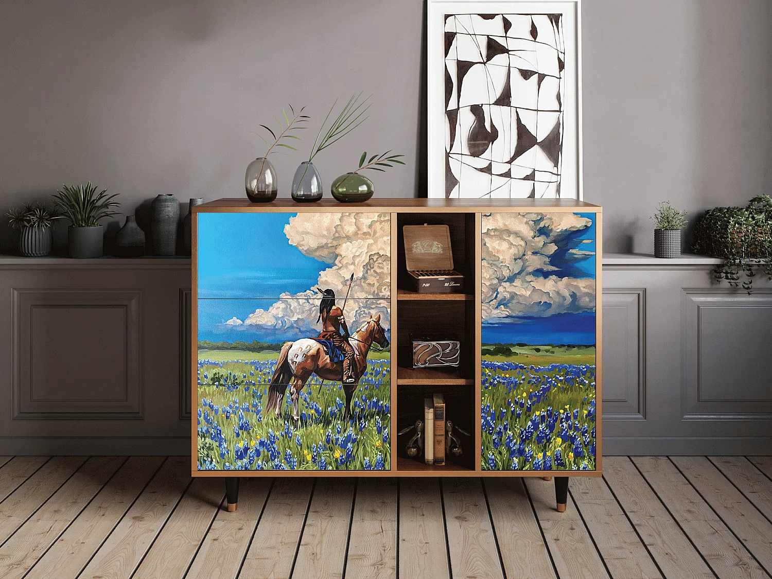 Credenza - 125x98x48 cm - BS2 - Thunderheads by Dean, Noce
