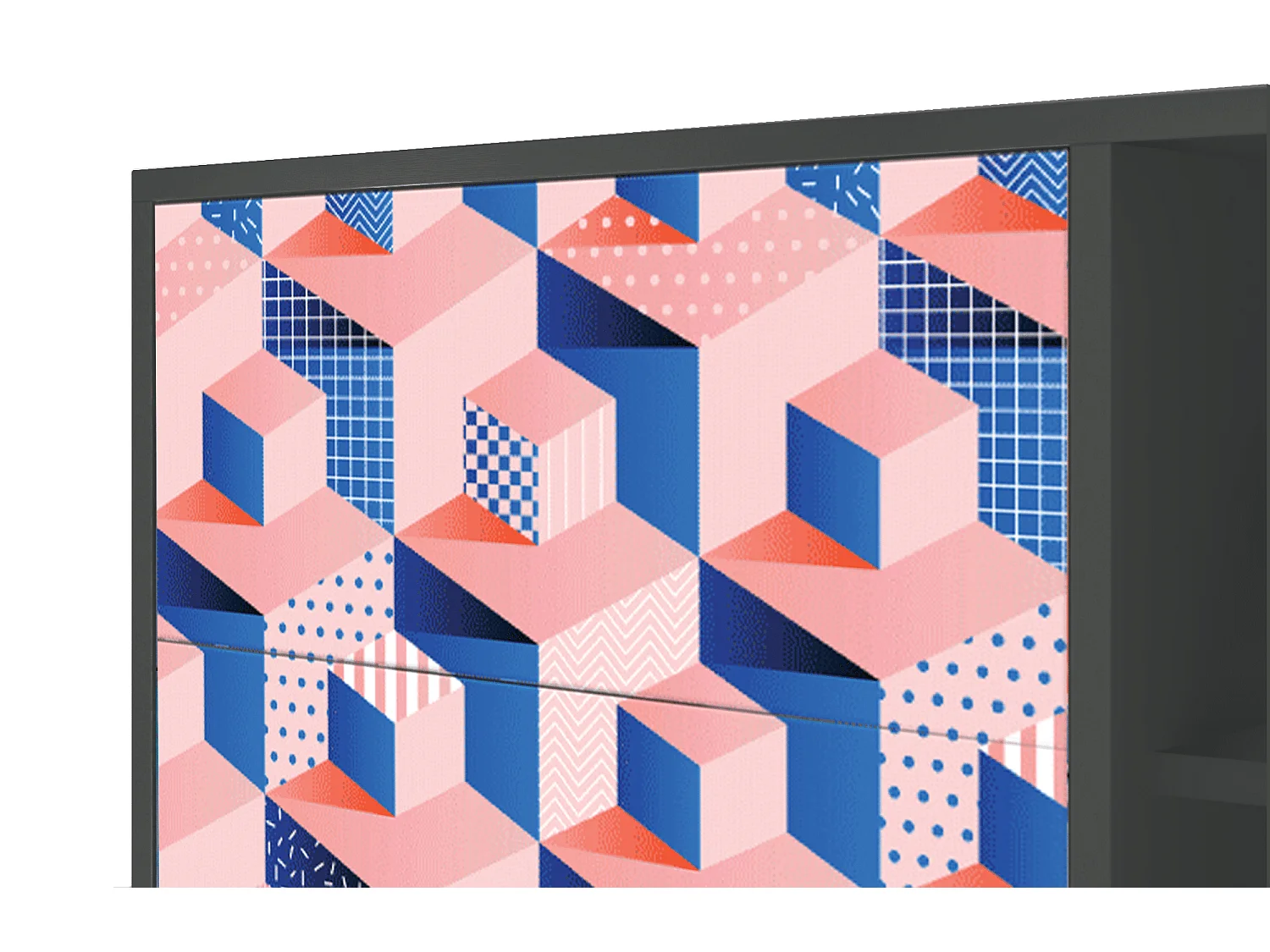 Buffet - 125x98x48 cm - BS2 - Pinky Squares, Anthracite