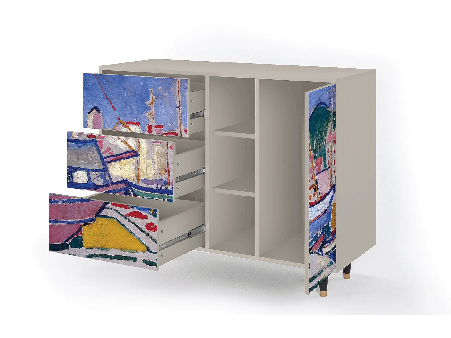 Sideboard - 125x98x48 cm - BS2 - The Port of Collioure , Sand