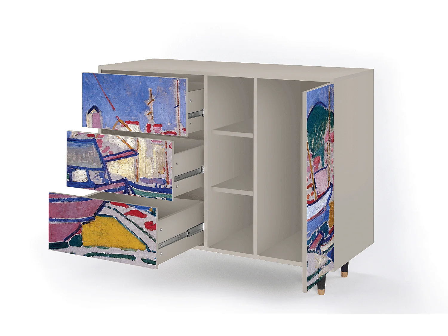 Dressoir - 125x98x48 cm - BS2 - The Port of Collioure , Zand