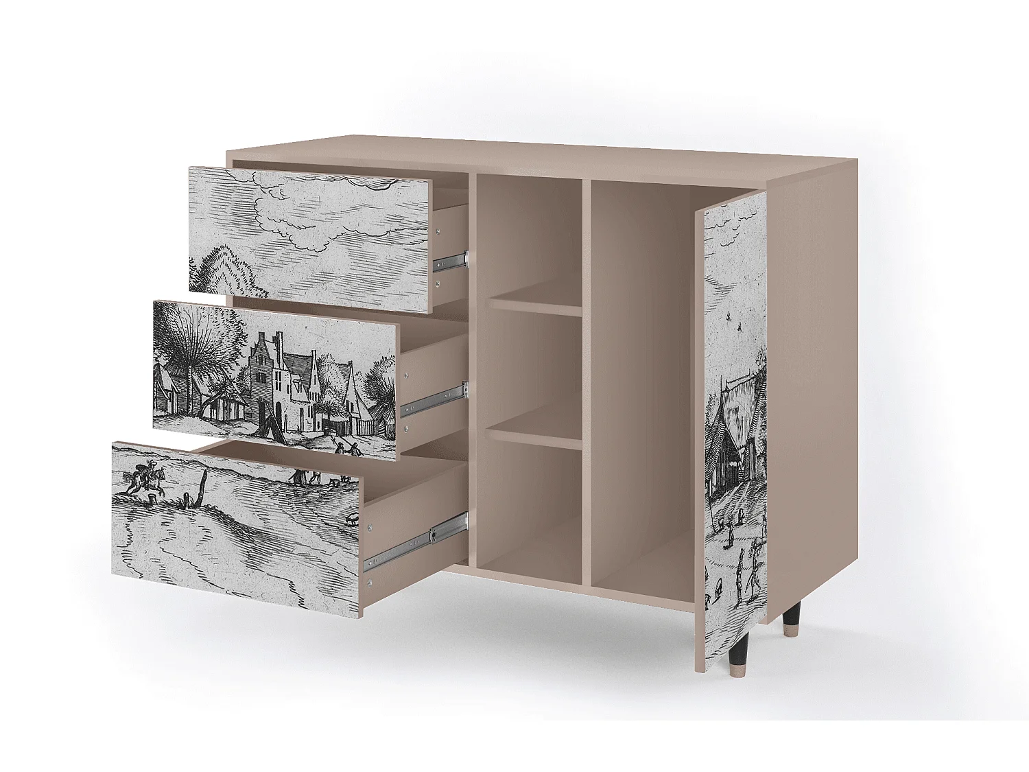 Aparador - 125x98x48 cm - BS2 - Country Village, Latte