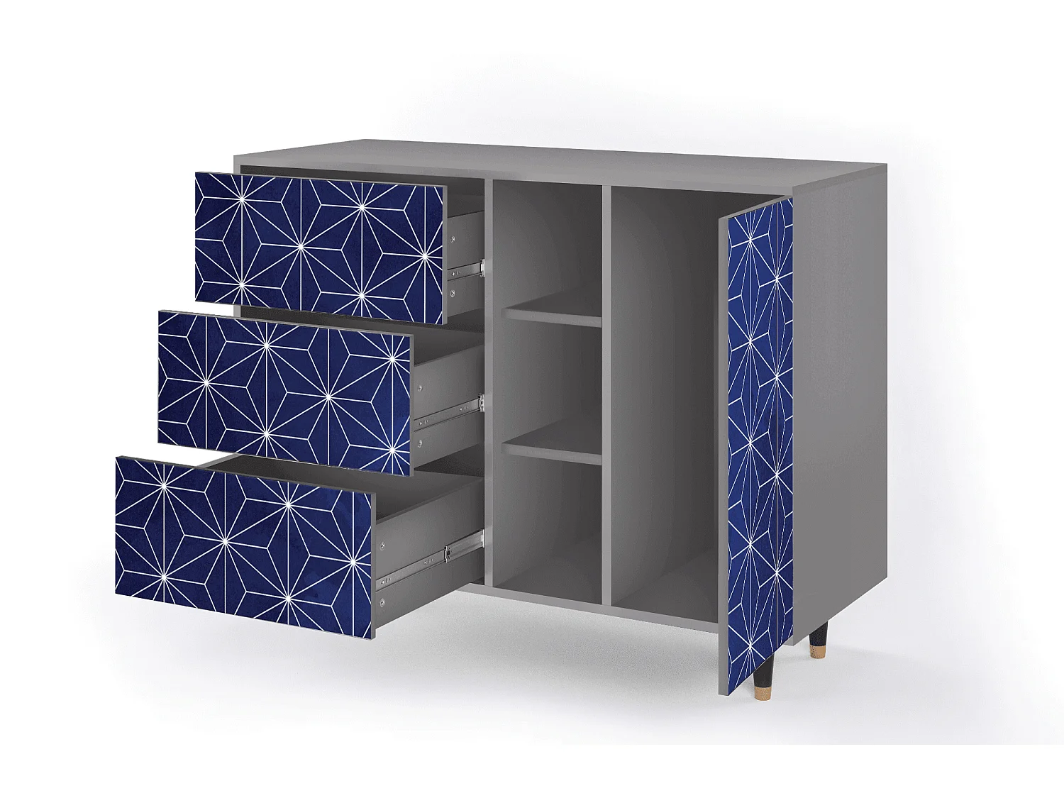 Buffet - 125x98x48 cm - BS2 - Milky Way, Gris