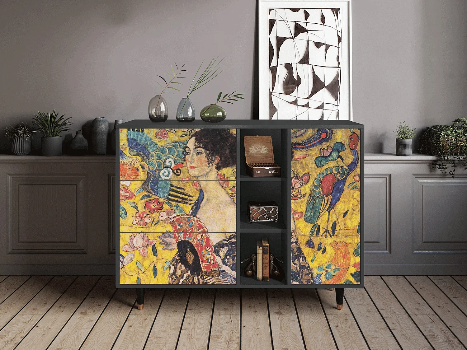 Buffet - 125x98x48 cm - BS2 - Lady with Fan by Klimt, Anthracite