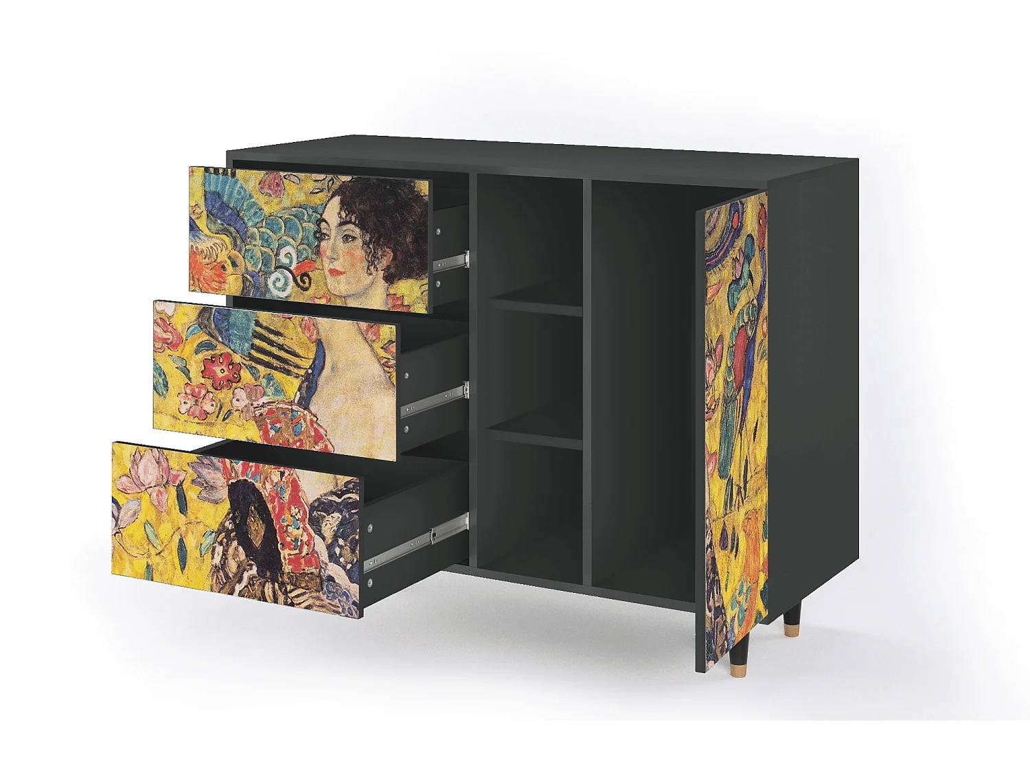 Buffet - 125x98x48 cm - BS2 - Lady with Fan by Klimt, Anthracite