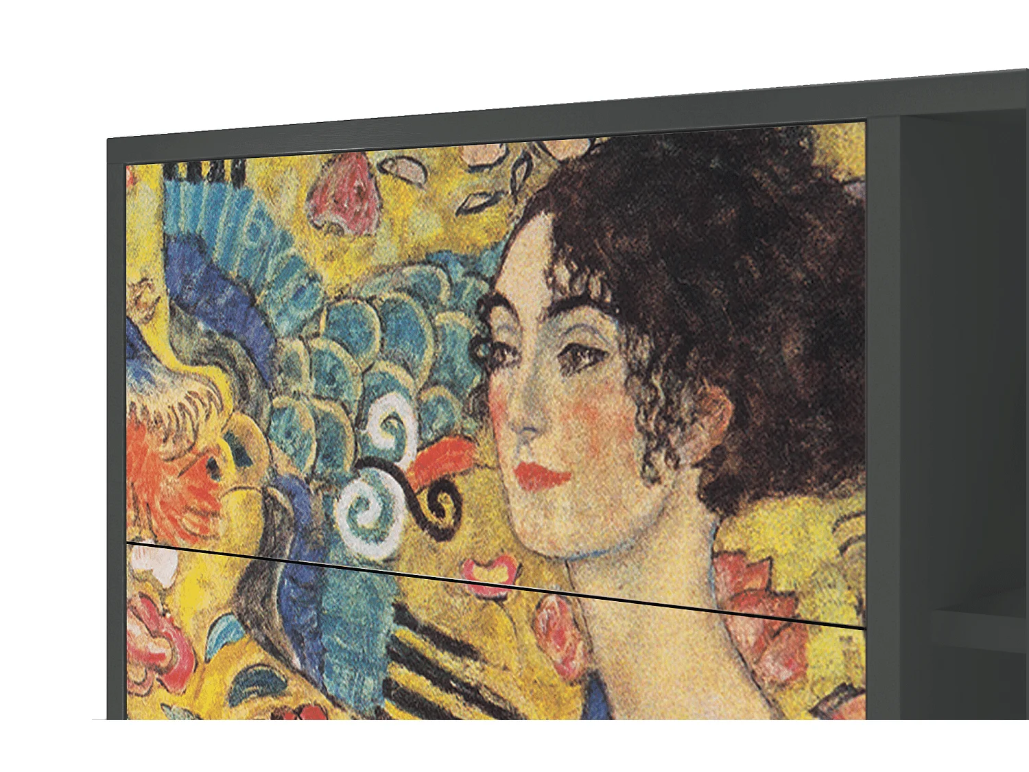 Kredens - 125x98x48 cm - BS2 - Lady with Fan by Klimt, Antracyt