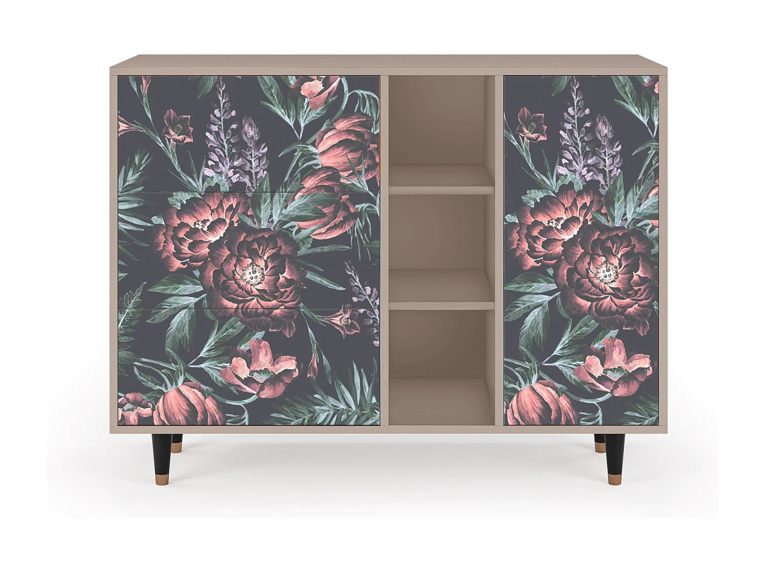 Kredens - 125x98x48 cm - BS2 - Dark Peonies, Latte