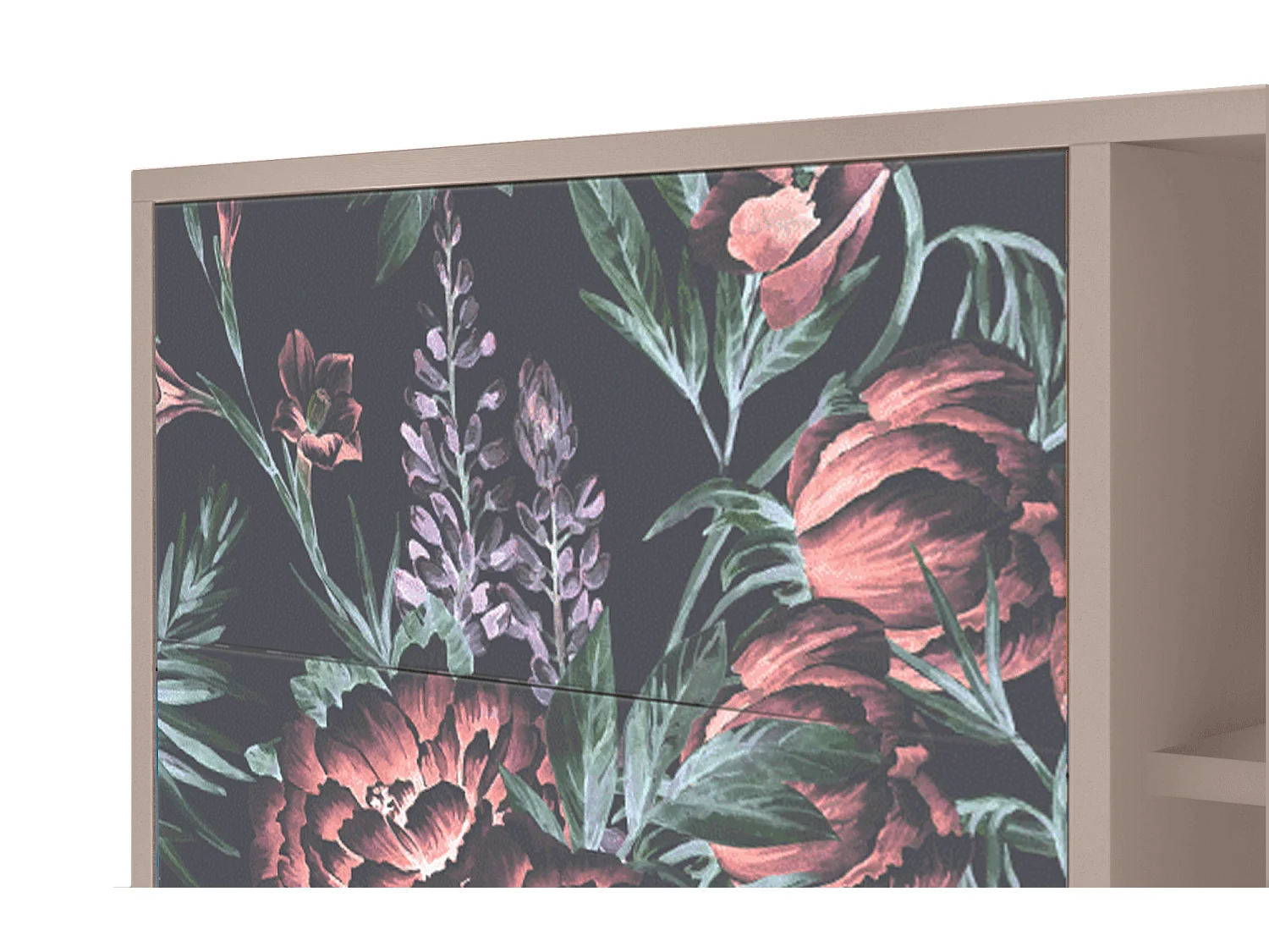 Kredens - 125x98x48 cm - BS2 - Dark Peonies, Latte