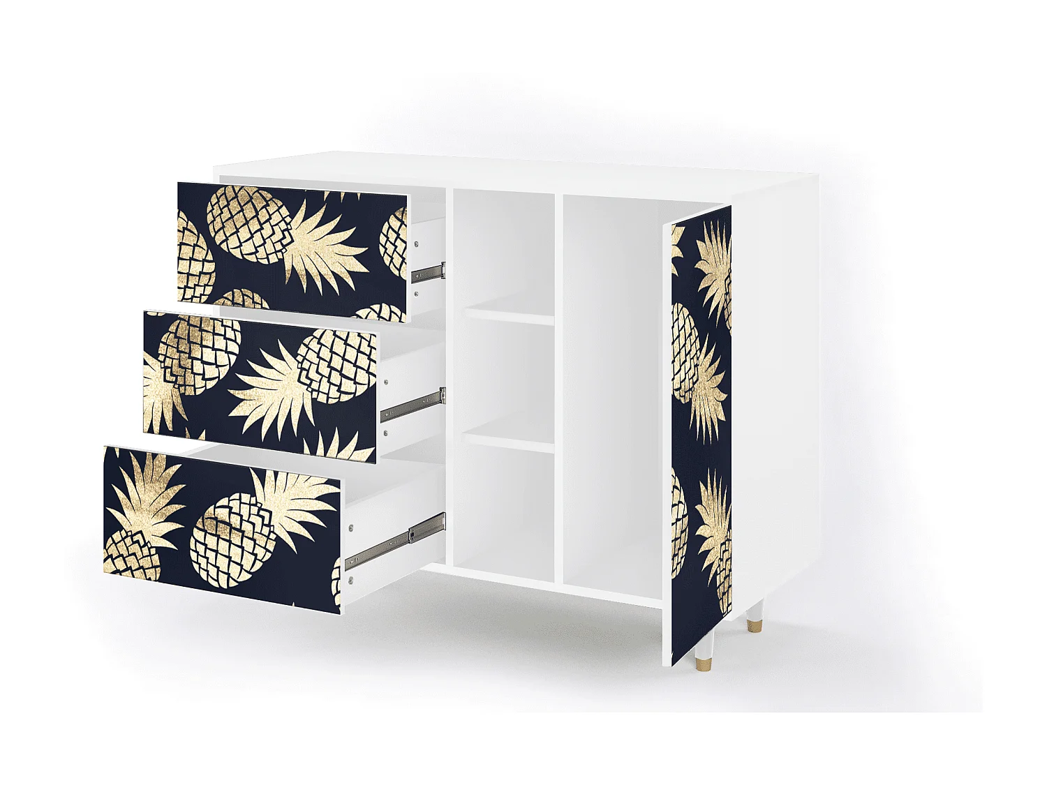 Credenza - 125x98x48 cm - BS2 - Sunny Pineaple, Bianco