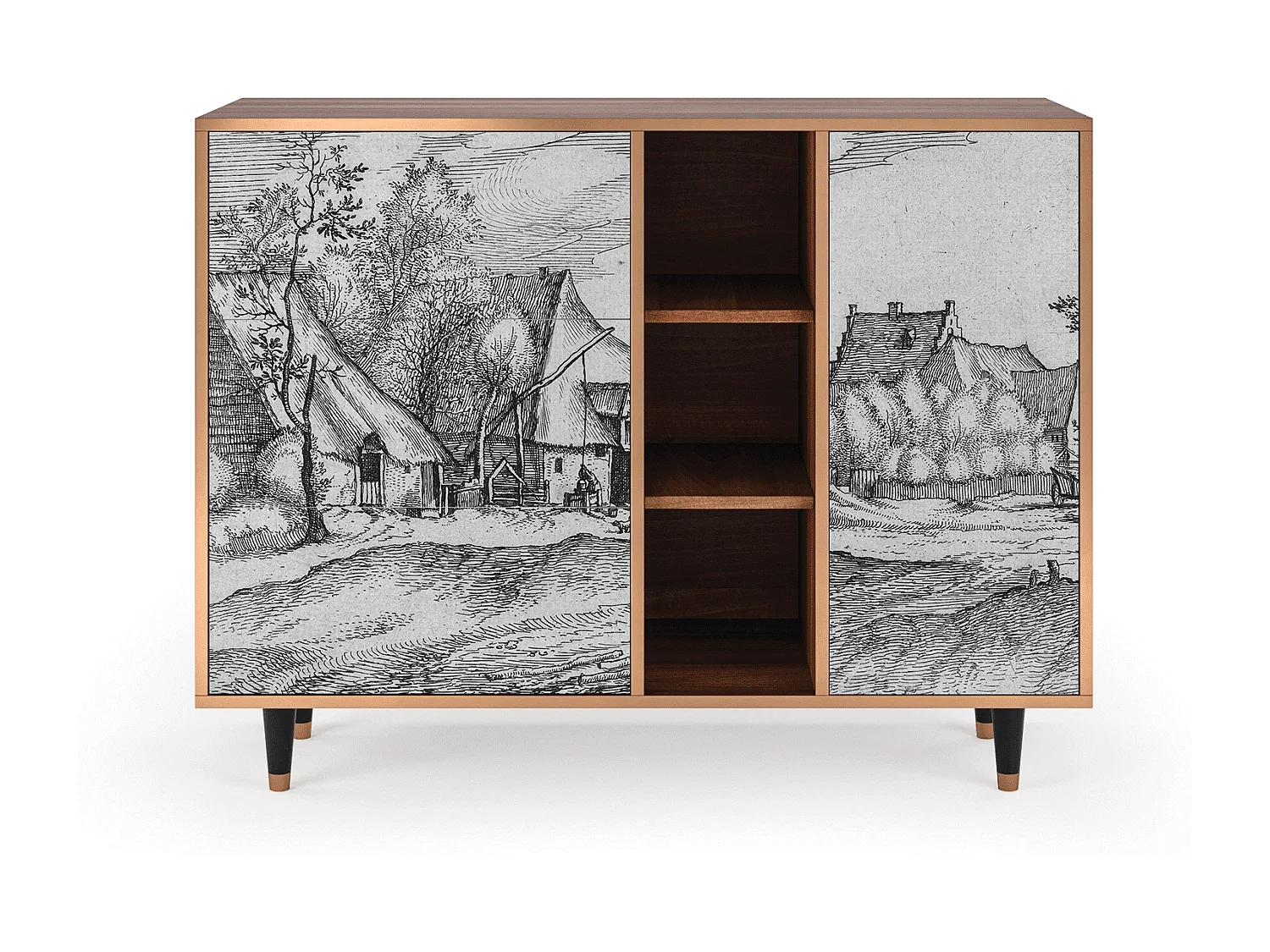 Dressoir - 125x98x48 cm - BS2 - Farms in a Village, Walnoot