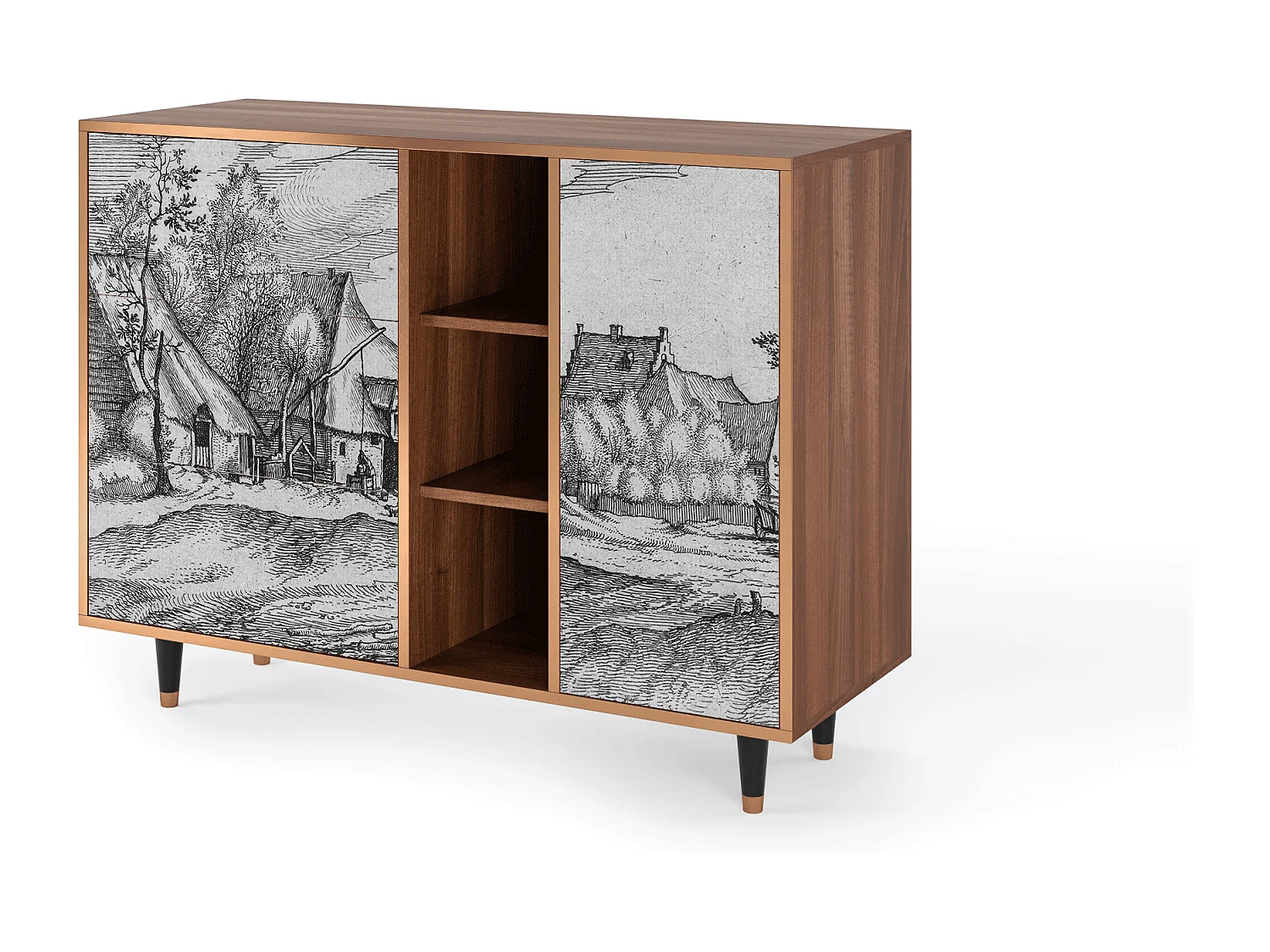 Dressoir - 125x98x48 cm - BS2 - Farms in a Village, Walnoot