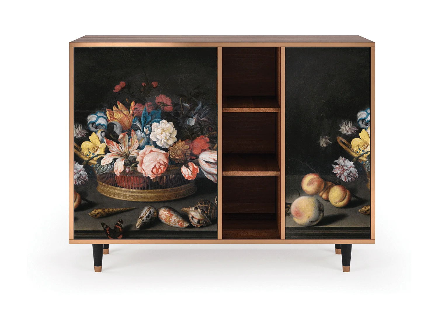 Aparador - 125x98x48 cm - BS2 - Still Life with Flowers, Nogal