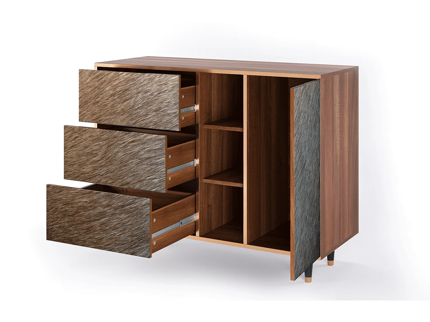 Buffet - 125x98x48 cm - BS2 - Peanut Hair, Noyer