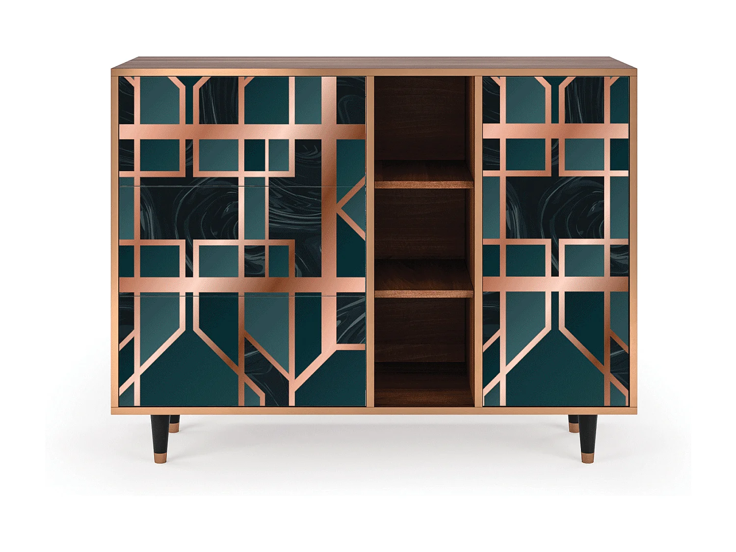 Dressoir - 125x98x48 cm - BS2 - Emerald Metro, Walnoot