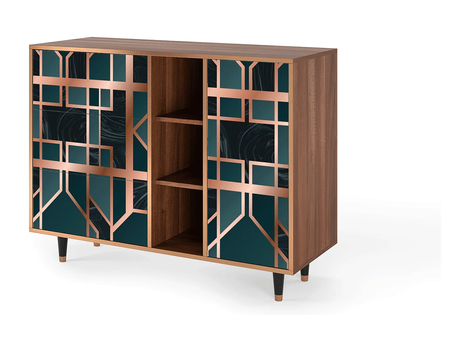 Dressoir - 125x98x48 cm - BS2 - Emerald Metro, Walnoot