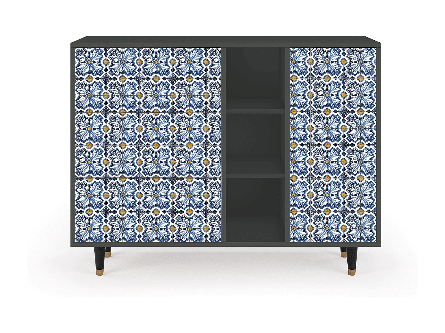 Kredens - 125x98x48 cm - BS2 - Lovely Cornflowers, Antracyt