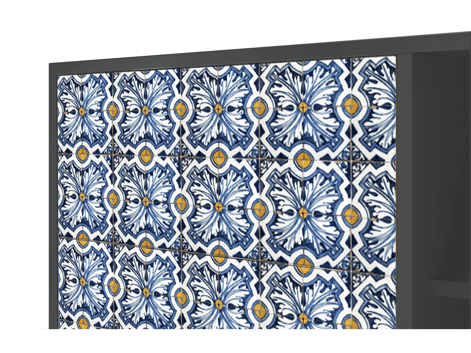 Kredens - 125x98x48 cm - BS2 - Lovely Cornflowers, Antracyt