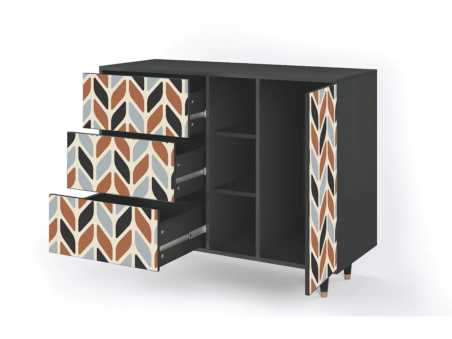 Aparador - 125x98x48 cm - BS2 - Beige Laure, Antracite