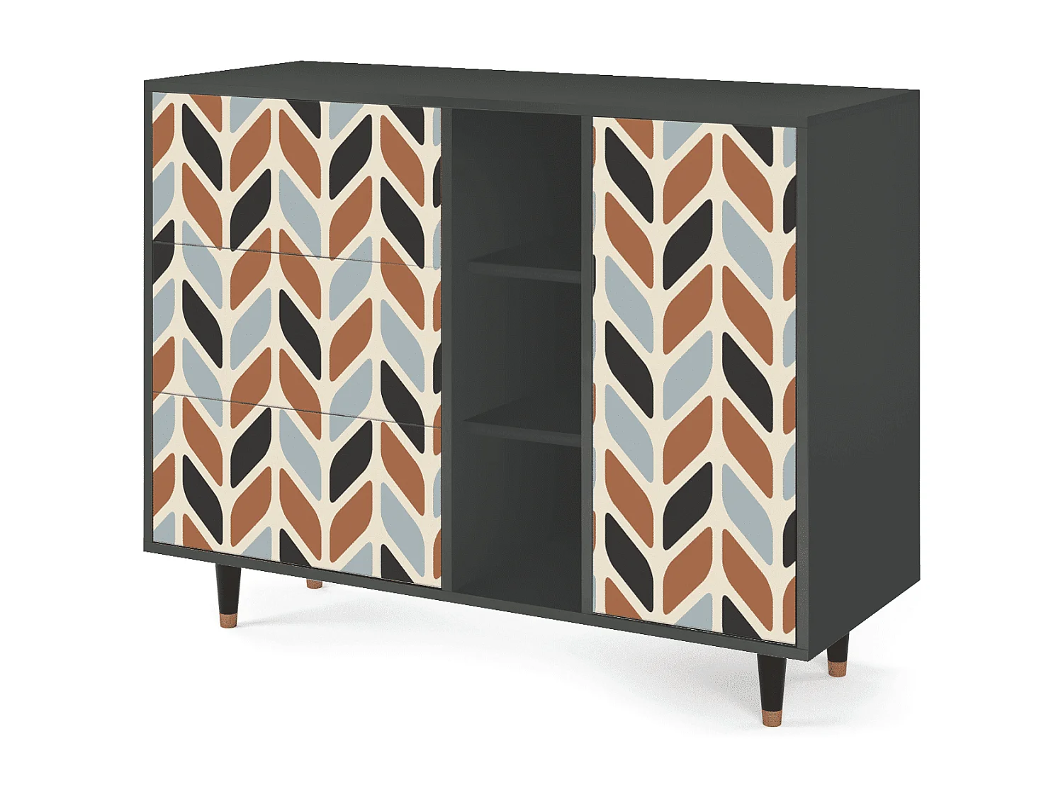 Kredens - 125x98x48 cm - BS2 - Beige Laure, Antracyt