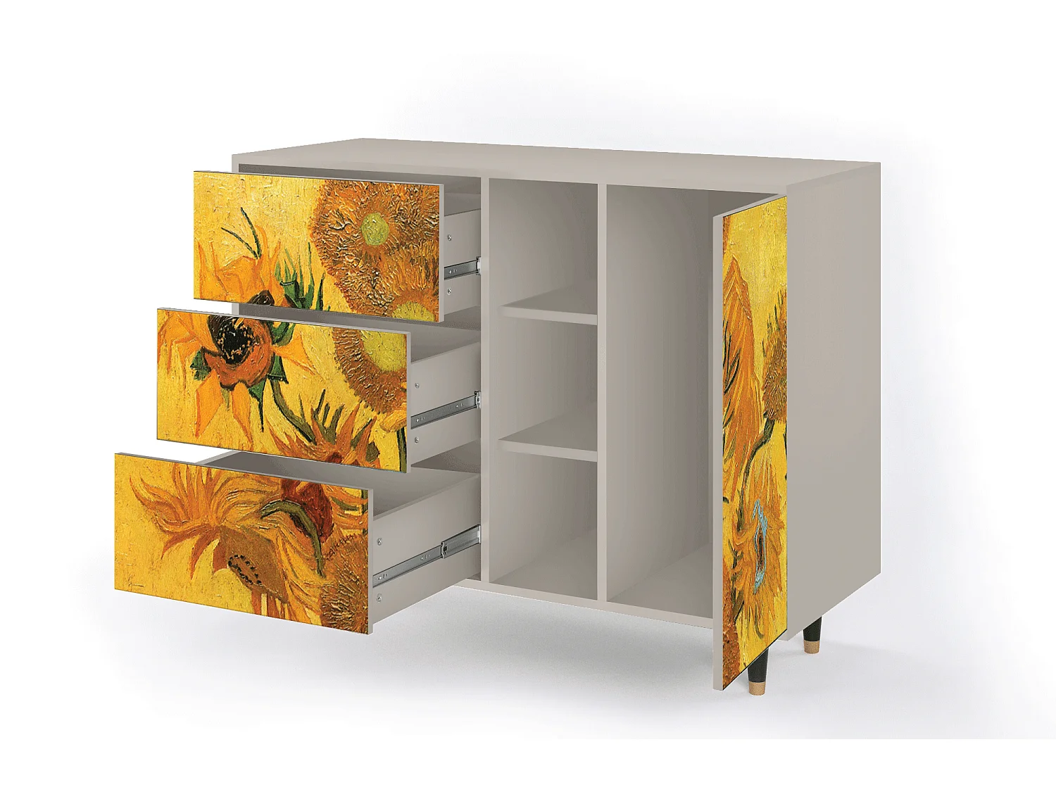 Sideboard - 125x98x48 cm - BS2 - Sunflowers, Sand