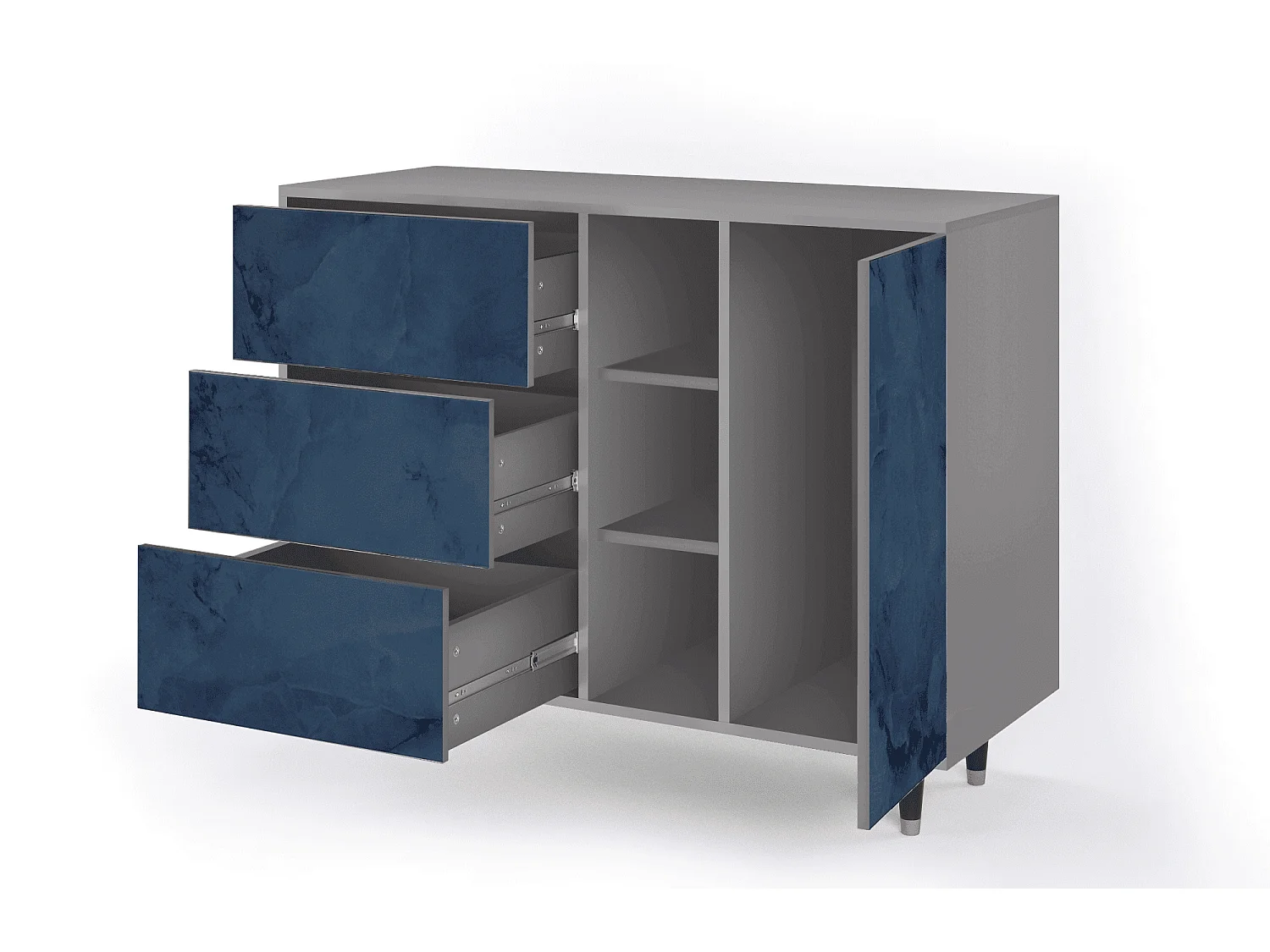 Kredens - 125x98x48 cm - BS2 - Endless Galaxi, Szary