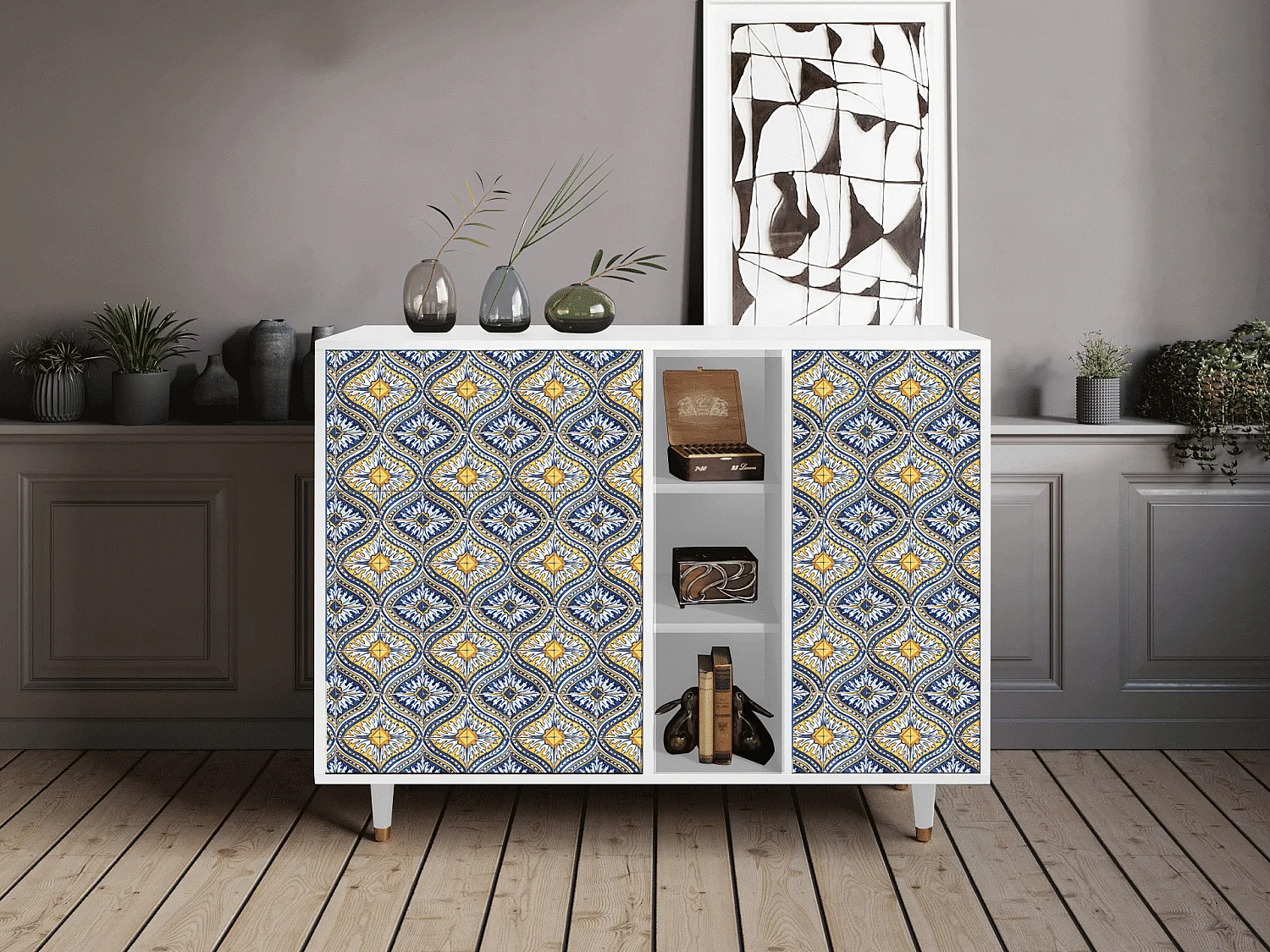 Aparador - 125x98x48 cm - BS2 - Illusory Pattern, Branco