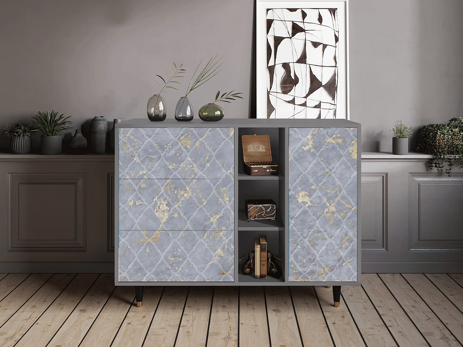 Credenza - 125x98x48 cm - BS2 - Golden Smoke, Grigio