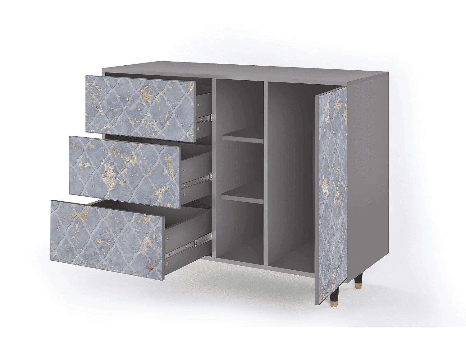 Kredens - 125x98x48 cm - BS2 - Golden Smoke, Szary