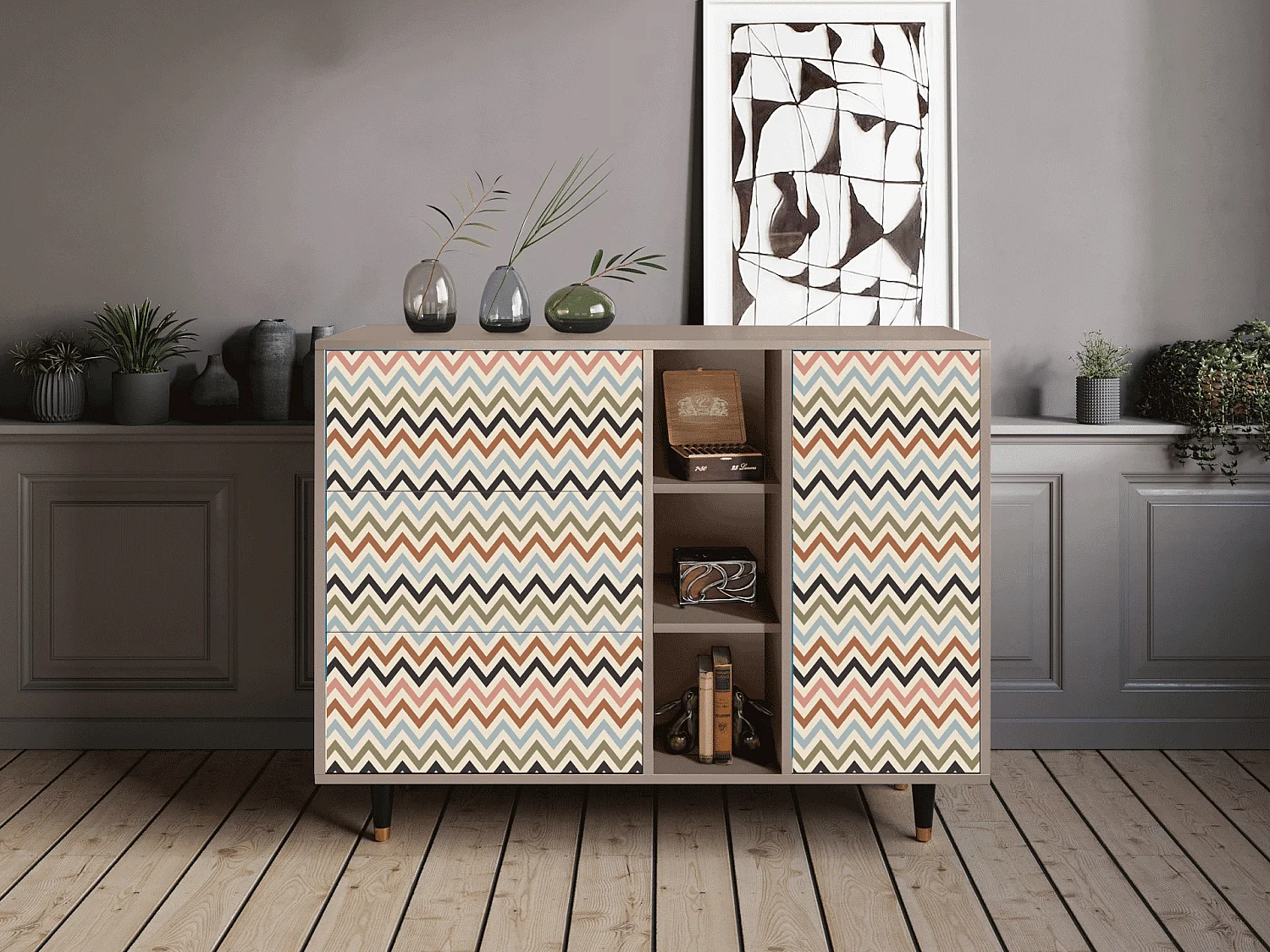 Dressoir - 125x98x48 cm - BS2 - Bright Ripple, Latte