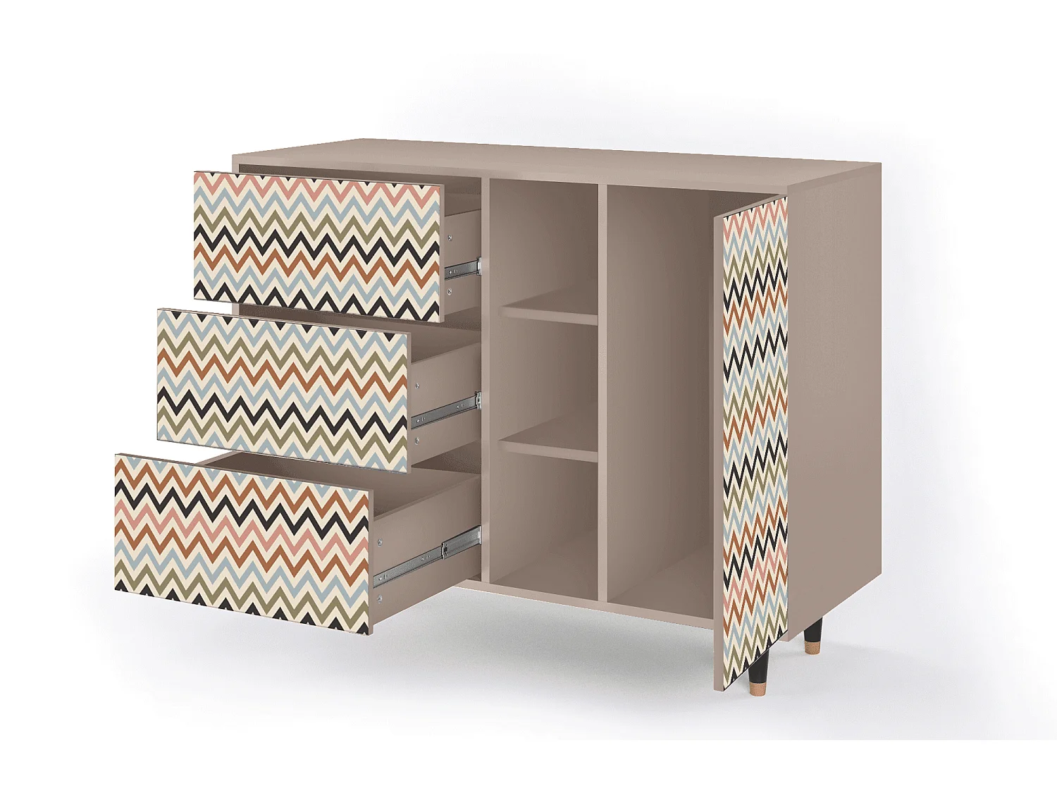 Dressoir - 125x98x48 cm - BS2 - Bright Ripple, Latte