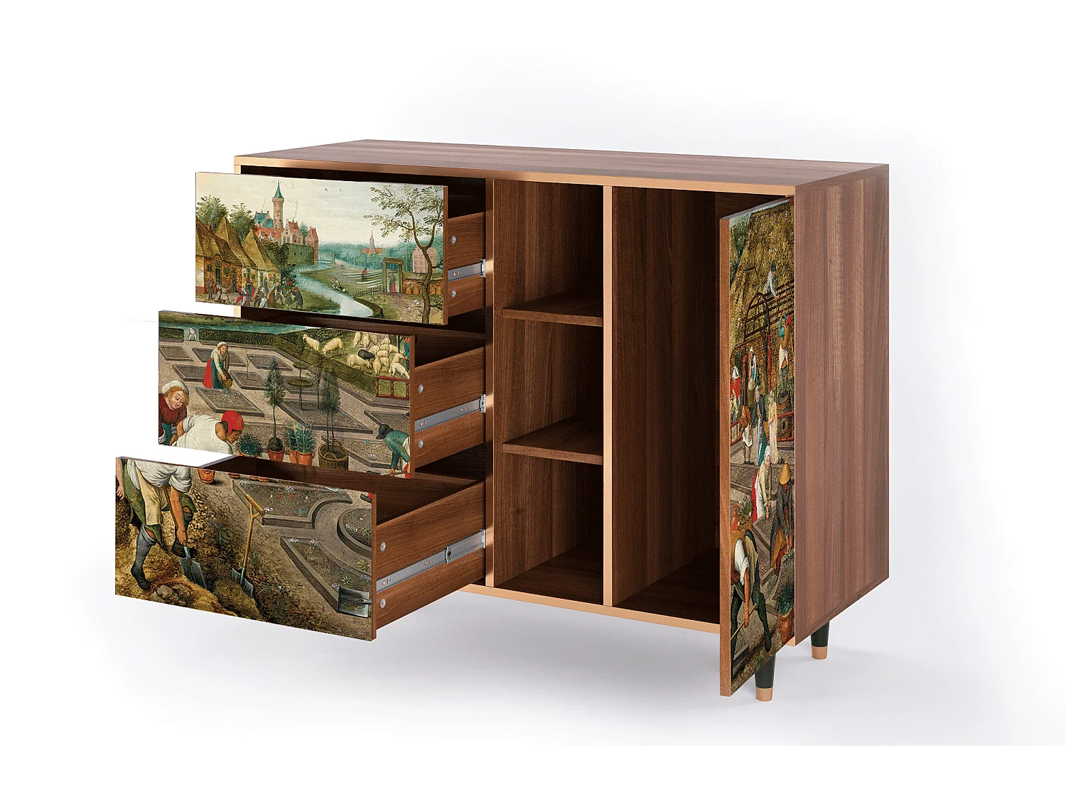 Buffet - 125x98x48 cm - BS2 - The Younger - Spring, Noyer