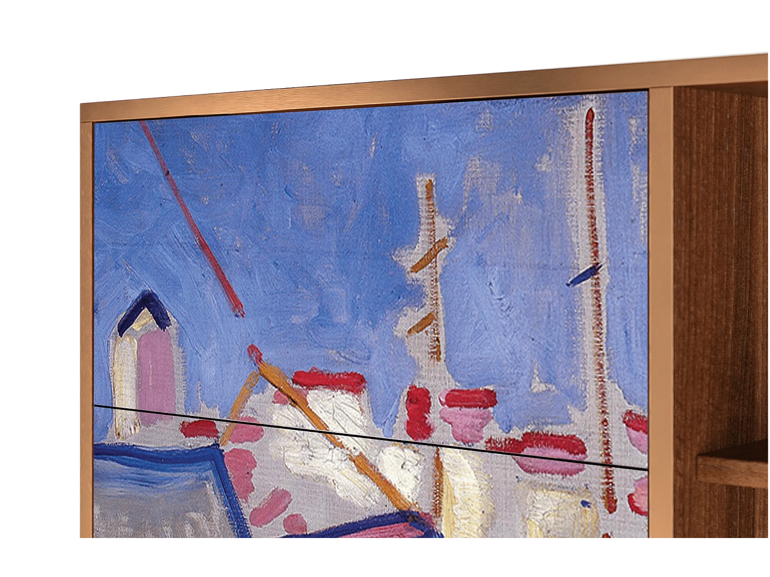 Dressoir - 125x98x48 cm - BS2 - The Port of Collioure , Walnoot