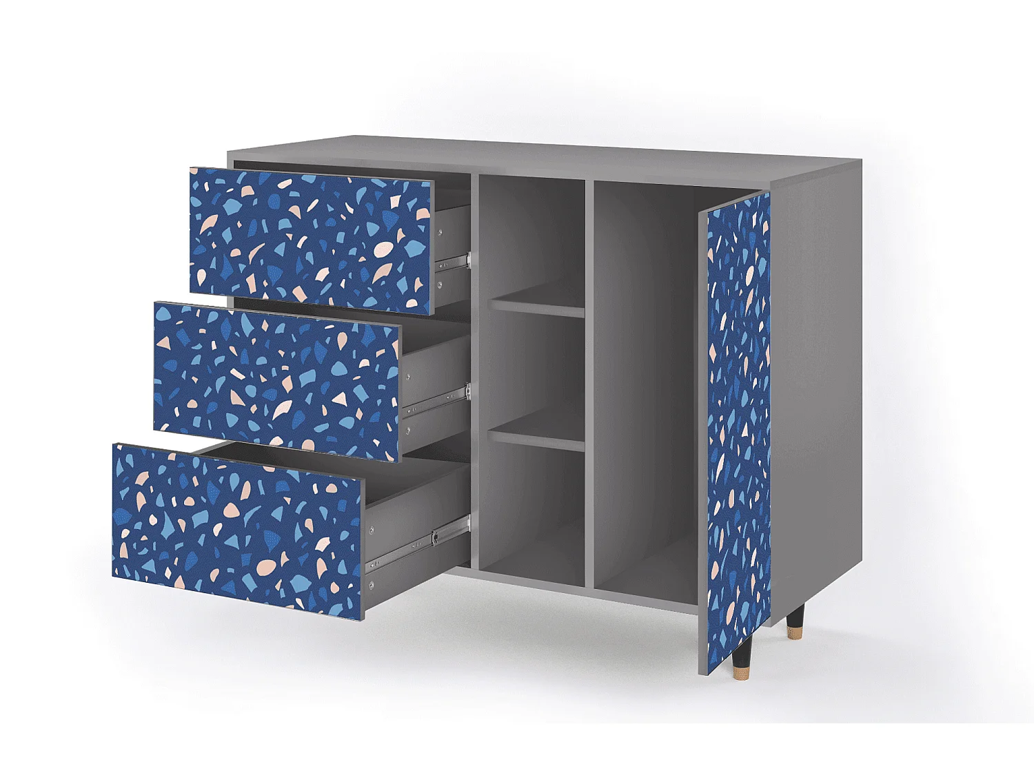 Sideboard - 125x98x48 cm - BS2 - Soap Whirpool, Grau