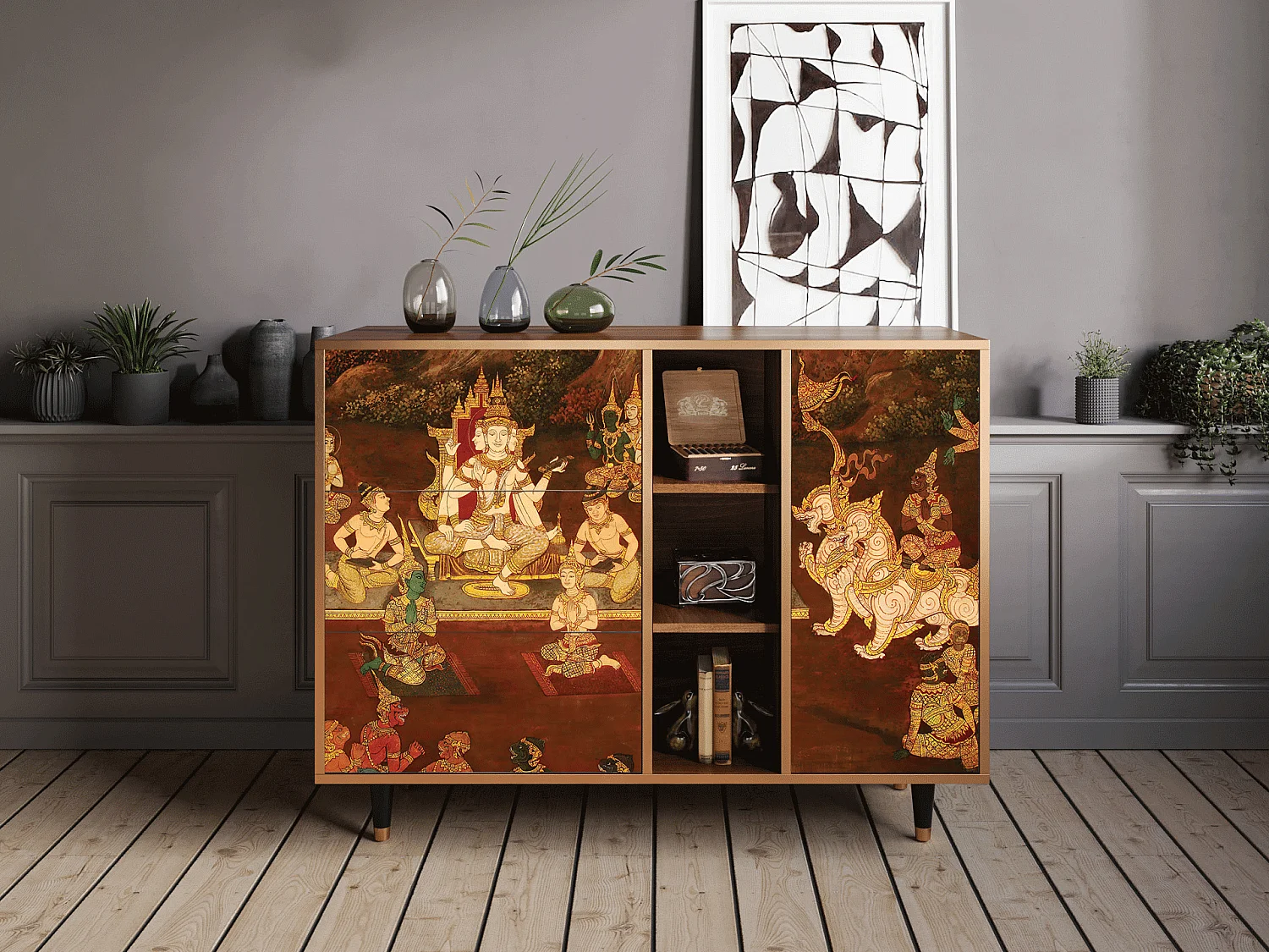 Dressoir - 125x98x48 cm - BS2 - Malyavan, Walnoot