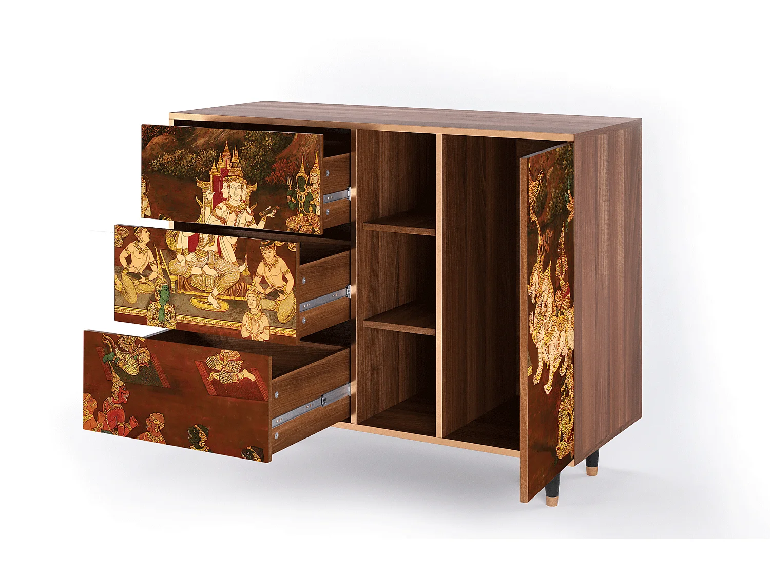 Dressoir - 125x98x48 cm - BS2 - Malyavan, Walnoot