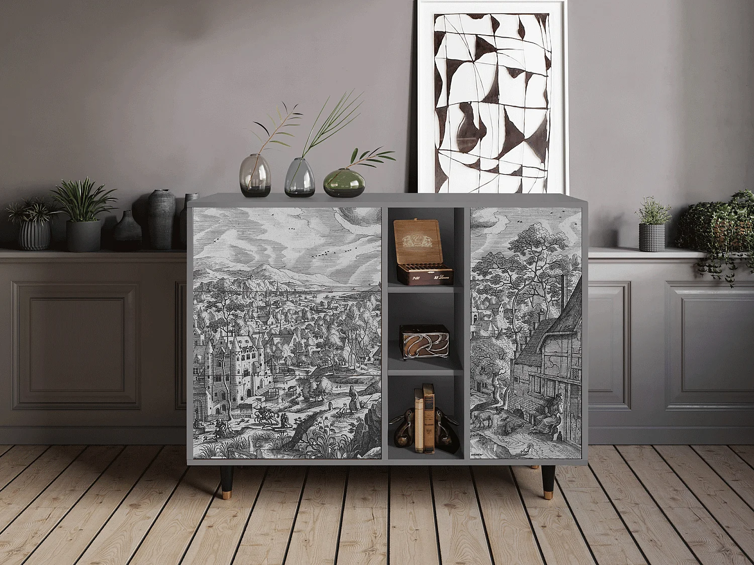 Credenza - 125x98x48 cm - BS2 - Bird Dropping, Grigio