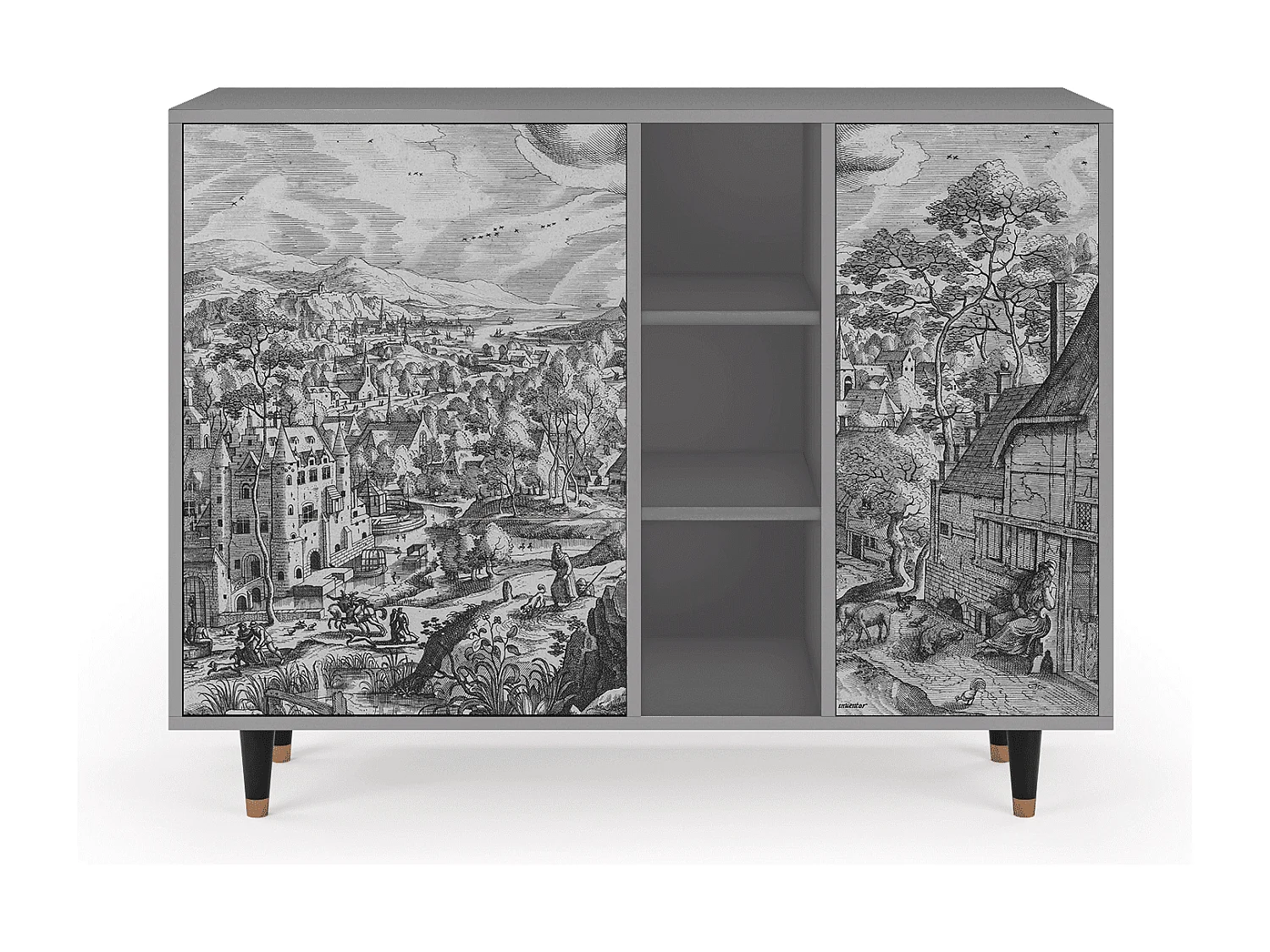 Credenza - 125x98x48 cm - BS2 - Bird Dropping, Grigio