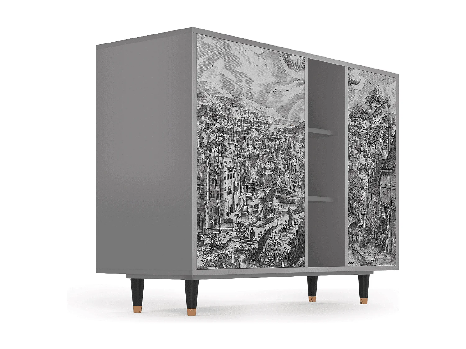 Credenza - 125x98x48 cm - BS2 - Bird Dropping, Grigio